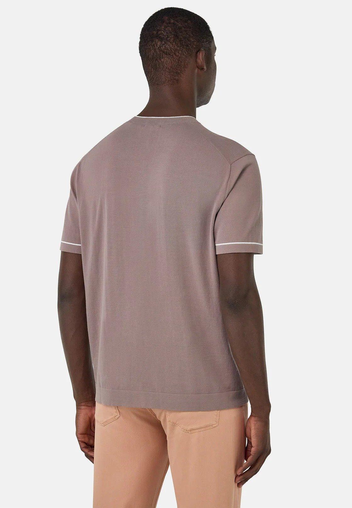 T-Shirt in Cotton Crape Knit, Taupe, Taupe, large image number 3