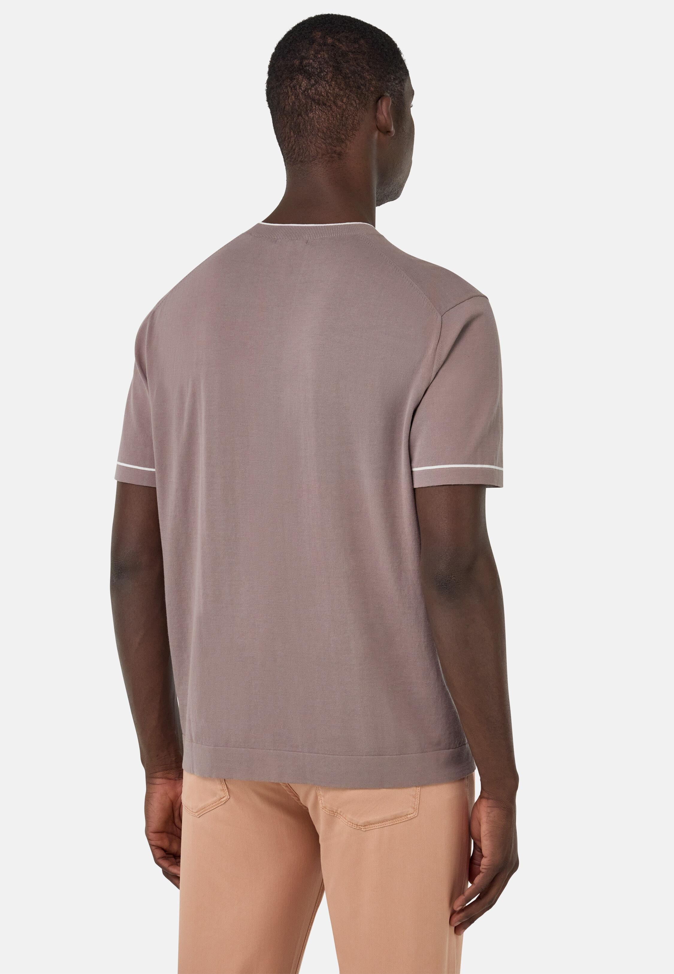 T-Shirt in Cotton Crape Knit, Taupe, Taupe, large image number 4