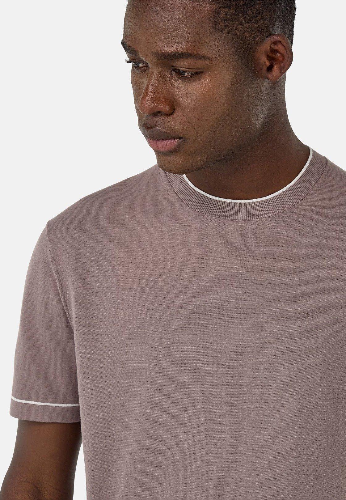 T-Shirt in Cotton Crape Knit, Taupe, Taupe, large image number 5
