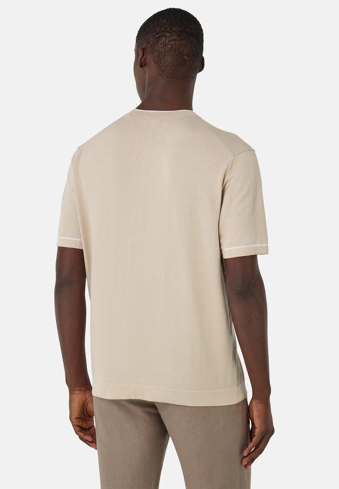 Cotton Crepe Knit T-Shirt Beige, , large image number 1