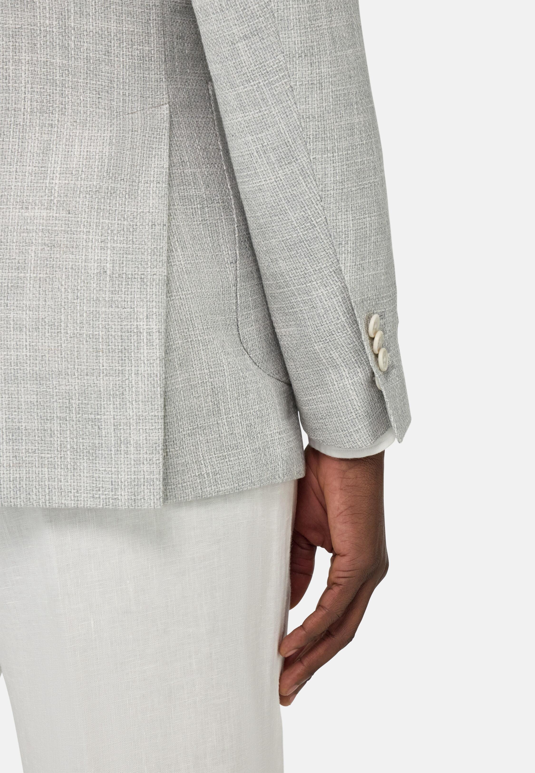 Jacket in Linen, Cotton, Wool and Silk, Light Grey, Light grey, large image number 5