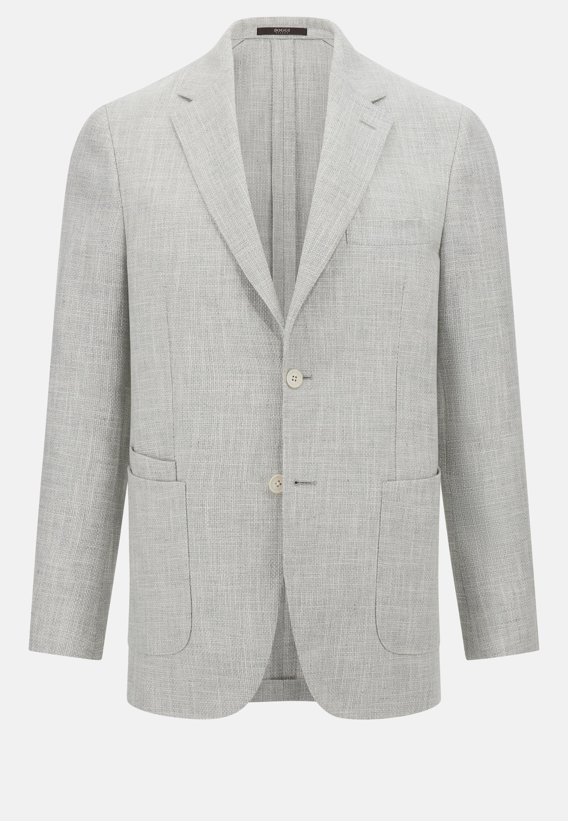 Jacket in Linen, Cotton, Wool and Silk, Light Grey, Light grey, large image number 8