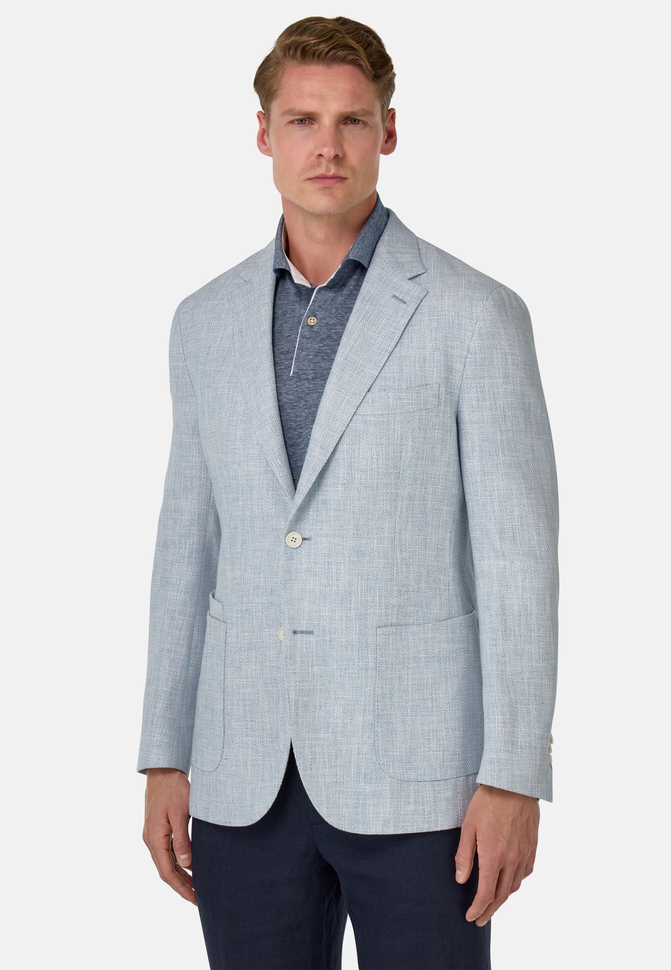 Linen, Cotton, Wool and Silk Jacket Blue, Light Blue, medium