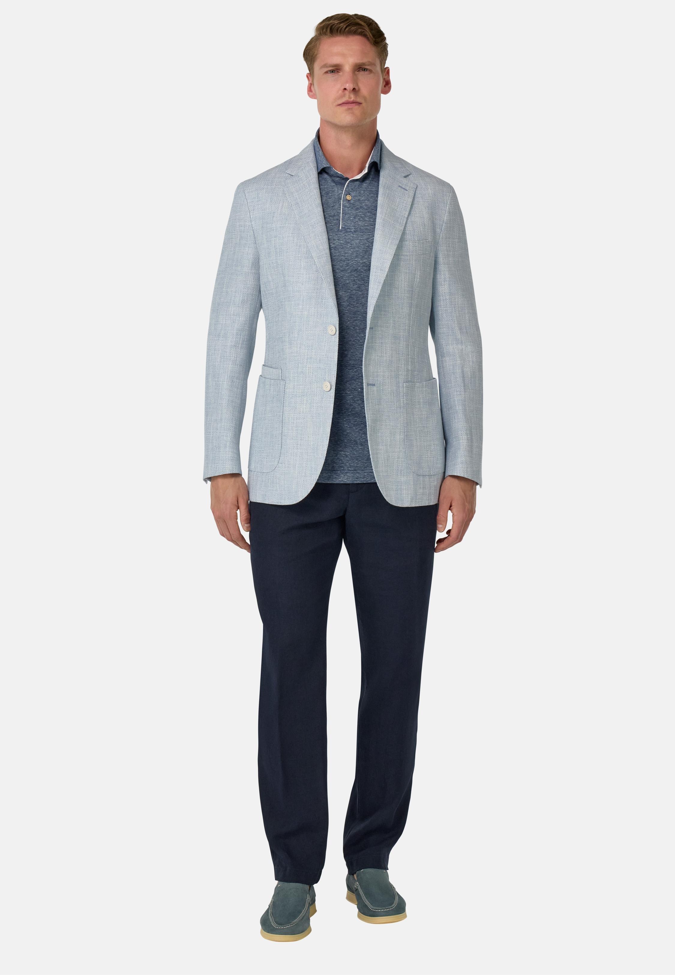 Linen, Cotton, Wool and Silk Jacket Blue, , large image number 3