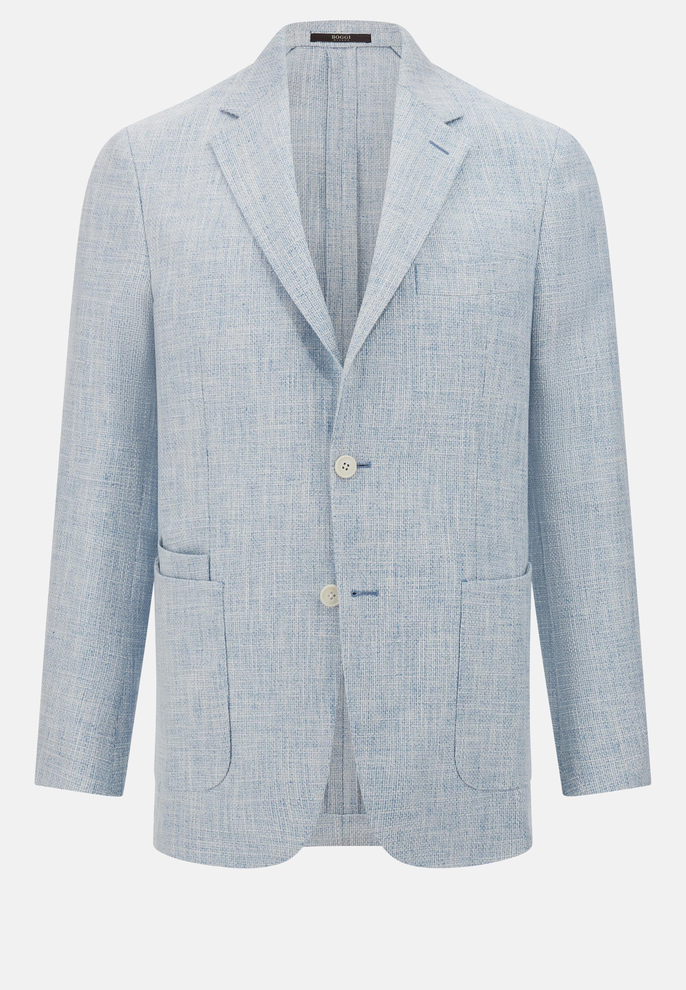 Linen, Cotton, Wool and Silk Jacket Blue, Light Blue, large image number 7