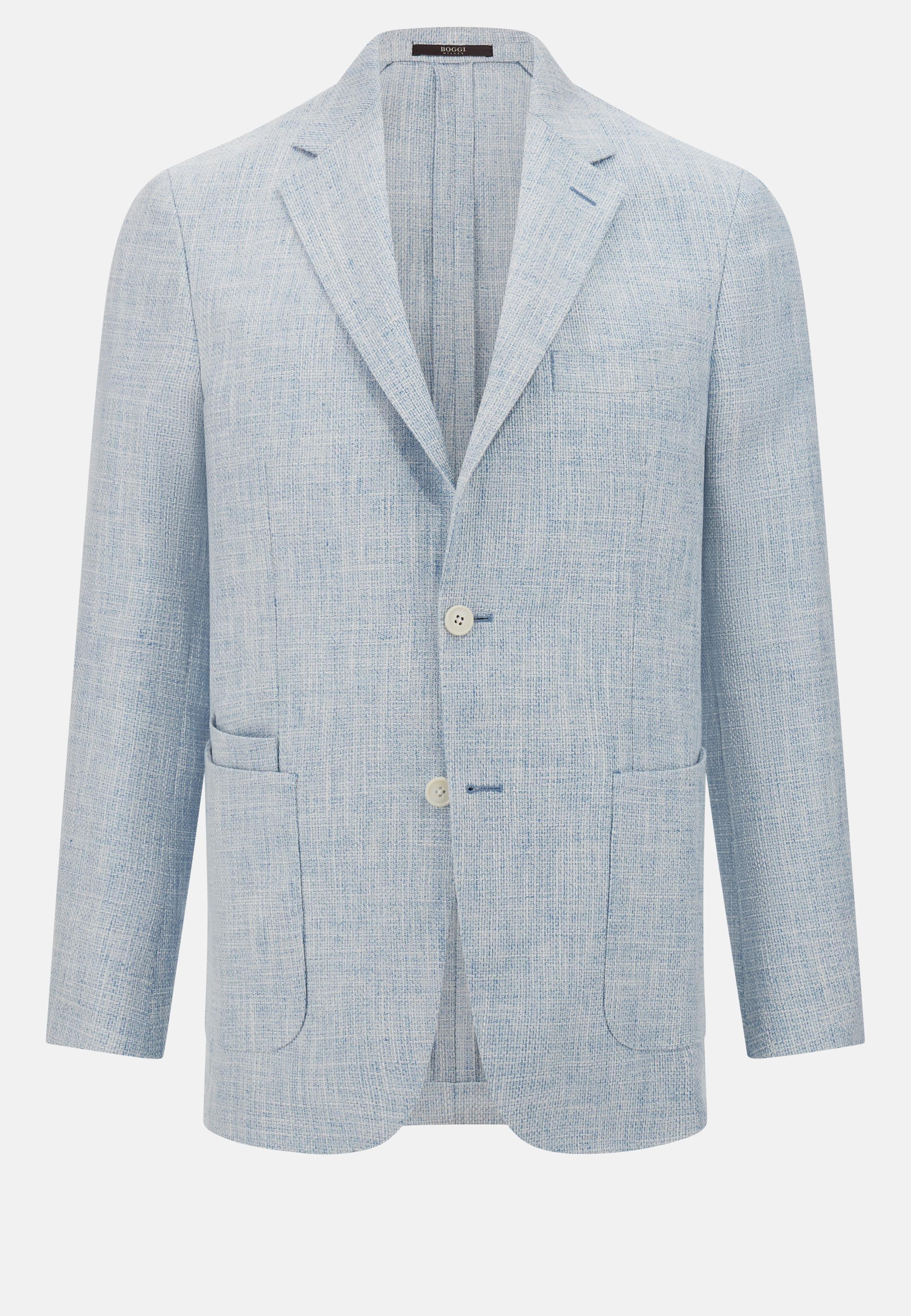 Jacket in Linen, Cotton, Wool and Silk, Light Blue, Light Blue, large image number 9