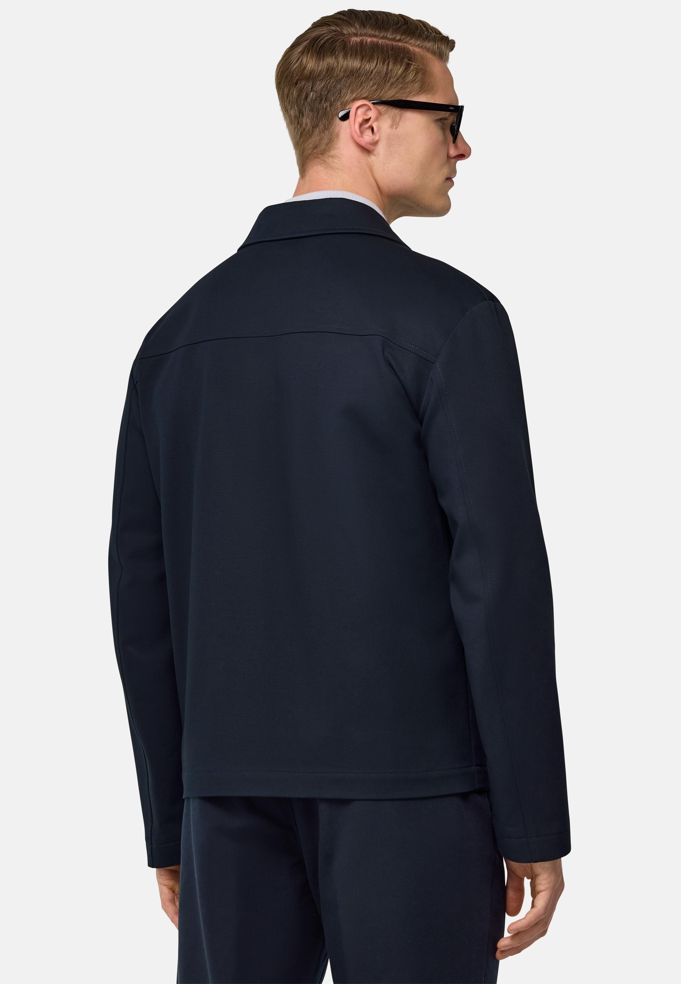 Stretch Cotton Bomber Jacket Blue, , large image number 1