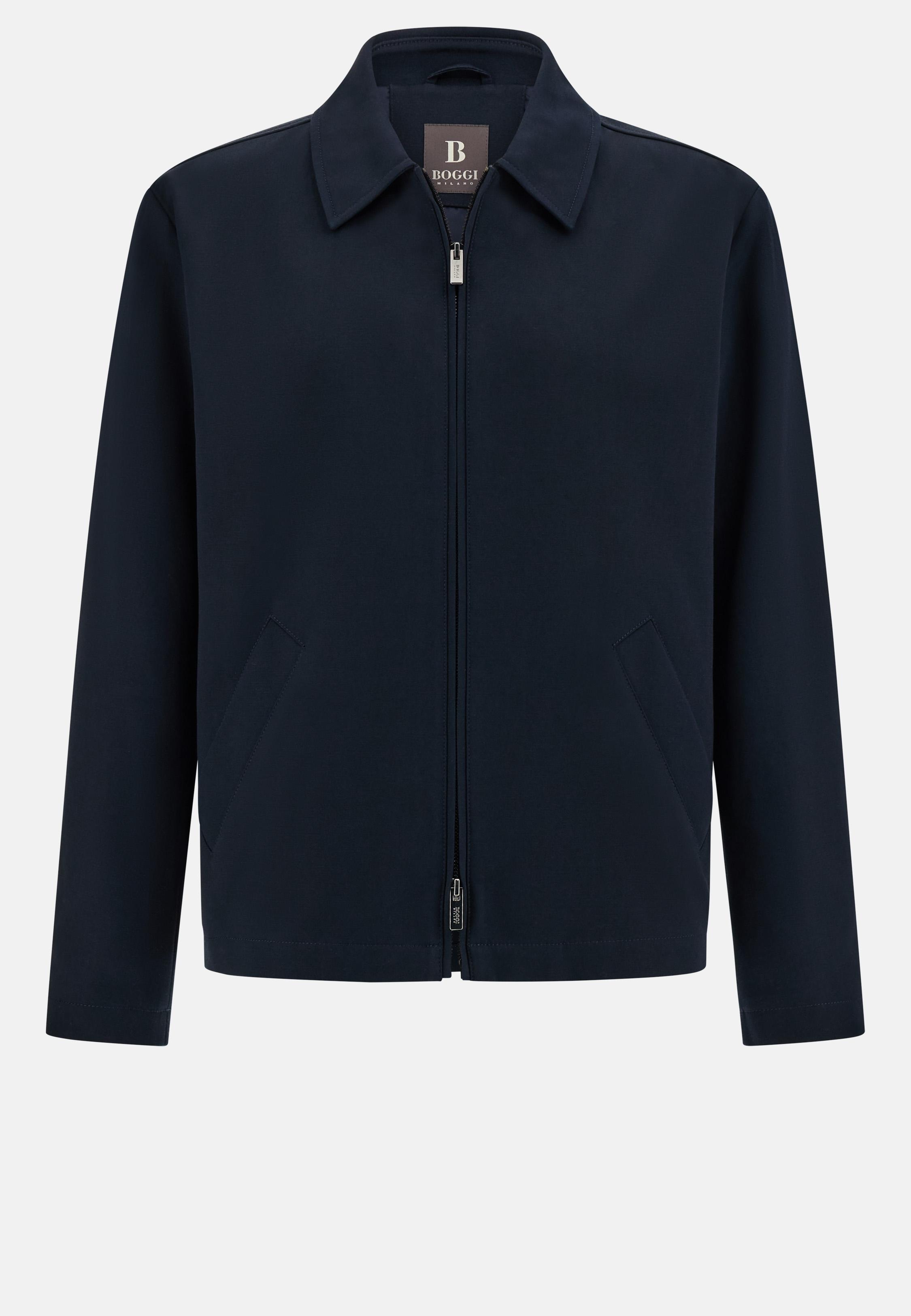 Stretch Cotton Bomber Jacket Blue, , large image number 3