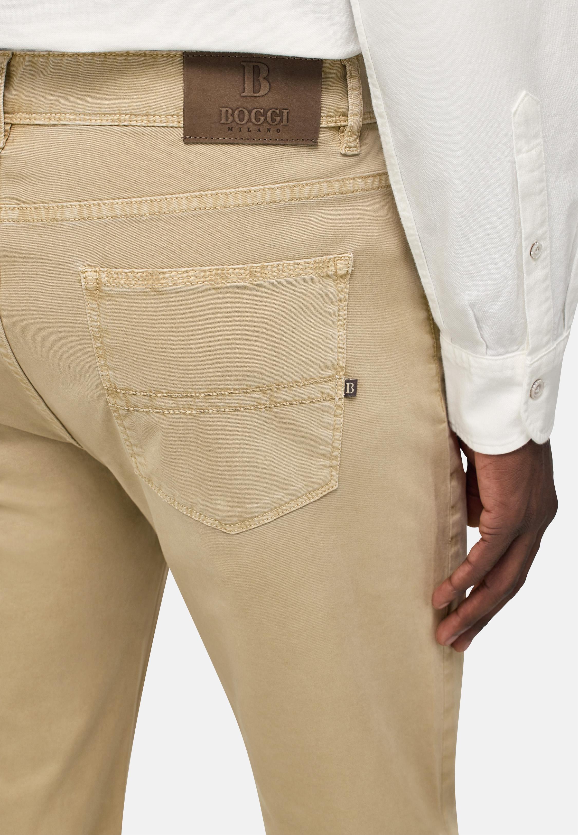 Stretch Cotton Jeans Beige, Beige, large image number 7