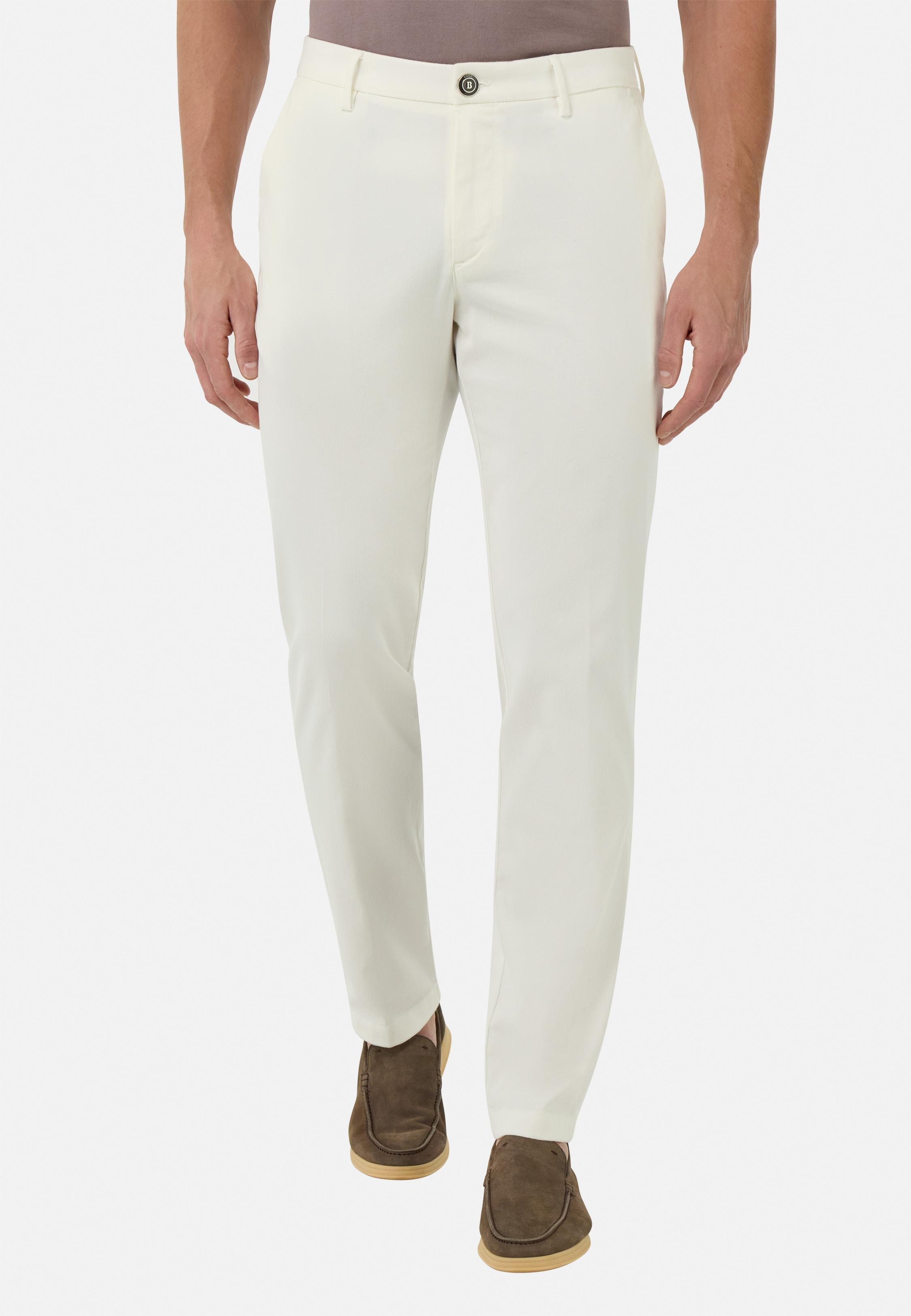 Stretch Cotton/Tencel Trousers White, , large image number 1