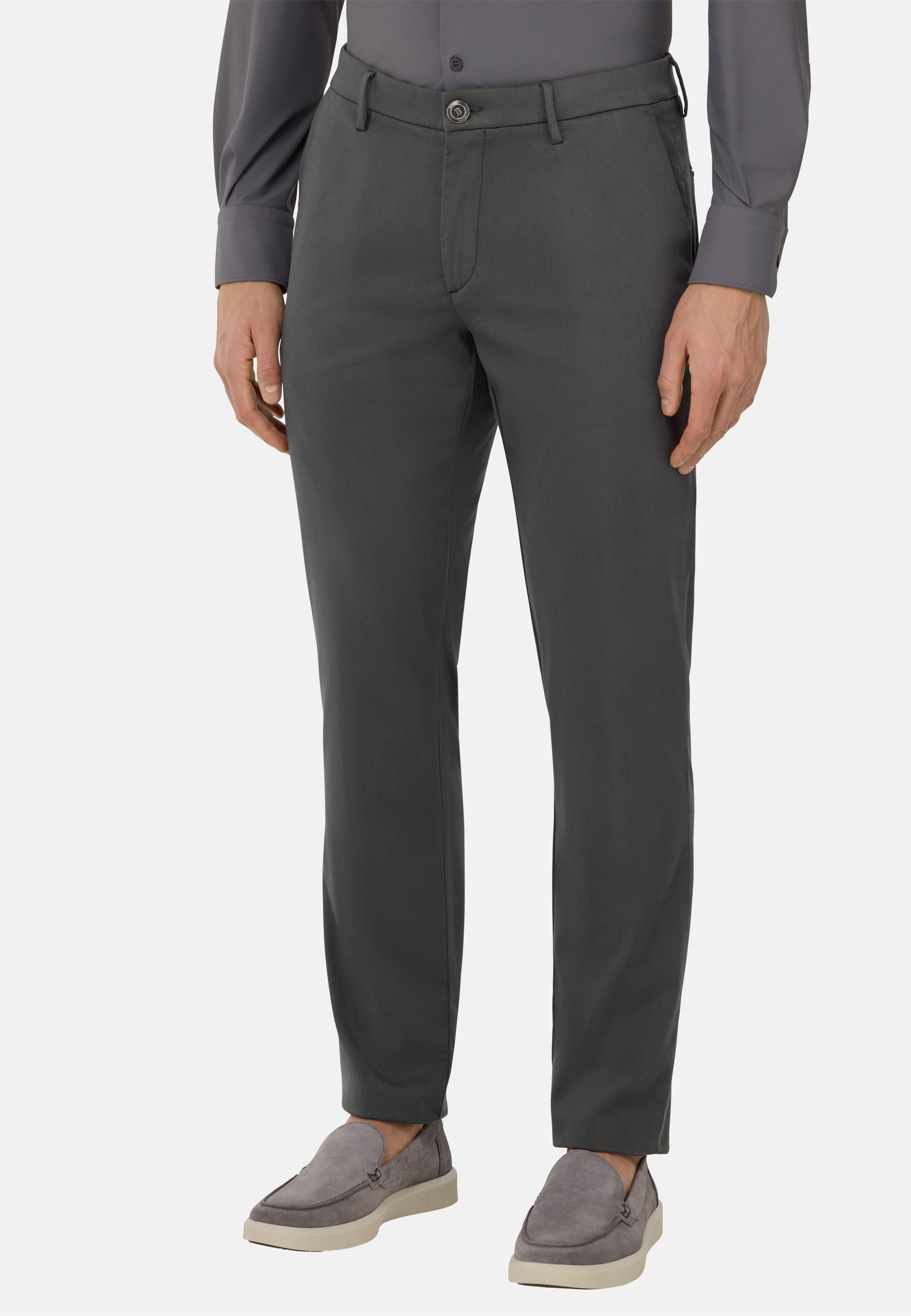 Stretch Cotton/Tencel Trousers Grey, Charcoal, large image number 1