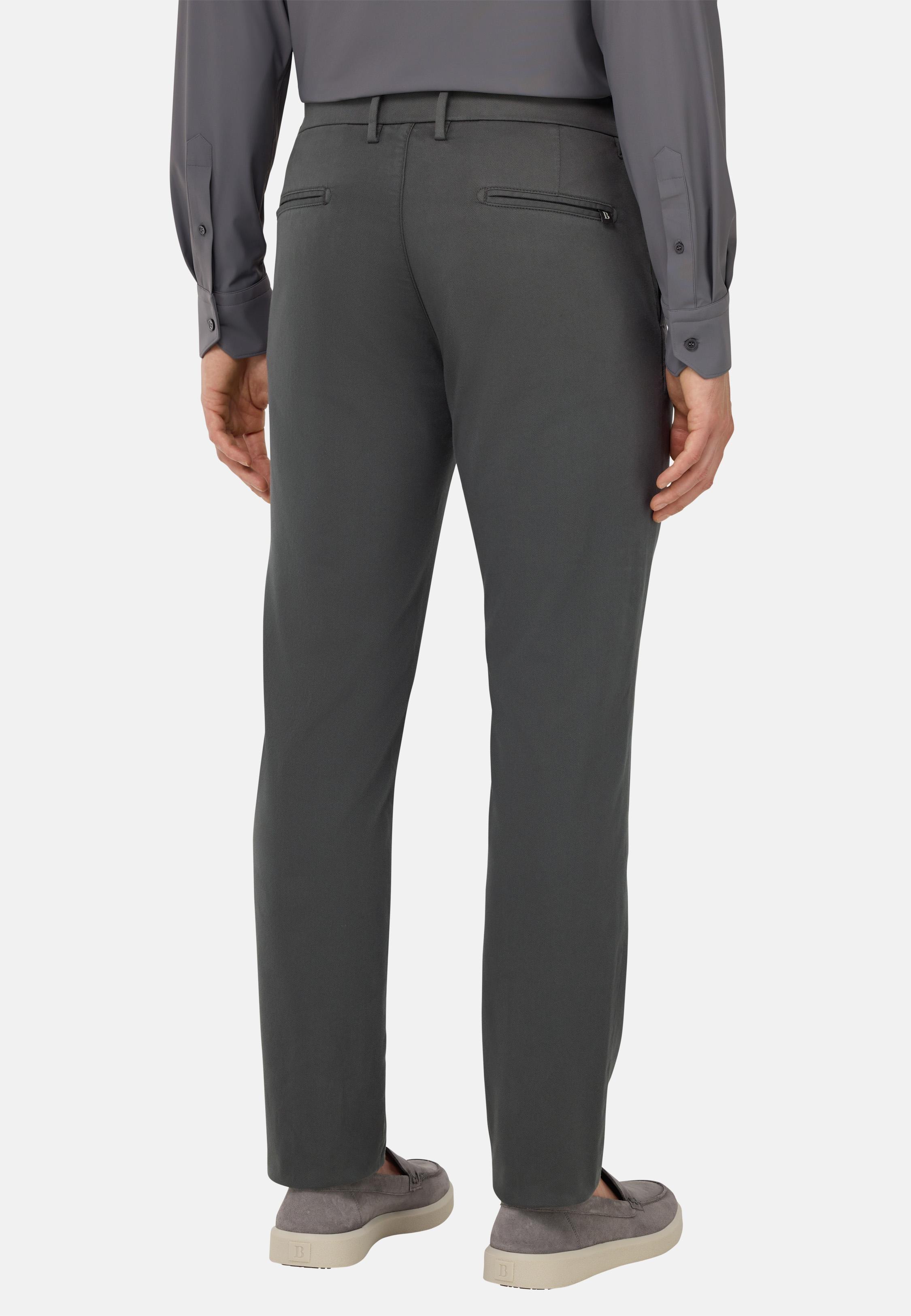 Stretch Cotton/Tencel Trousers Grey, Charcoal, large image number 4