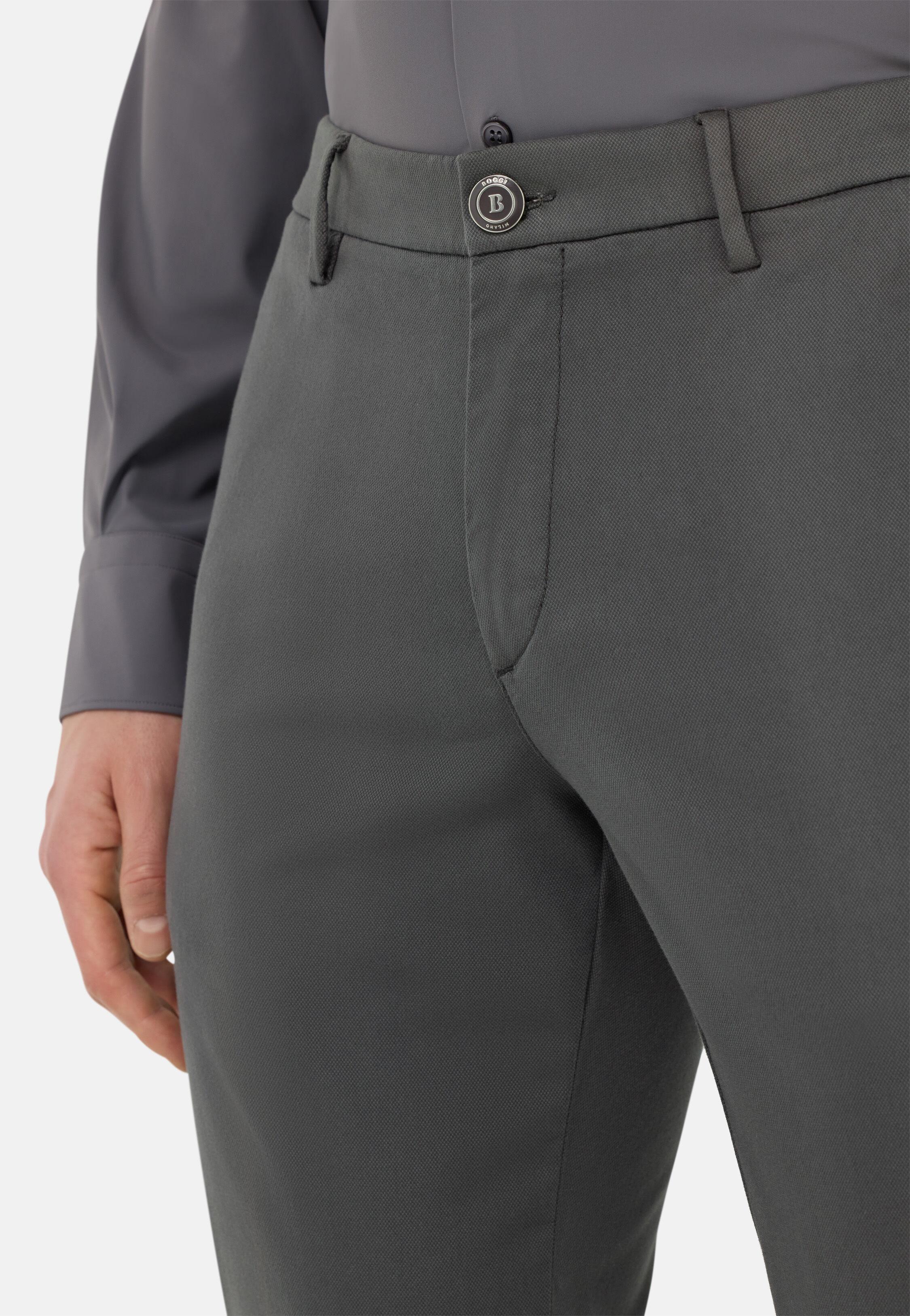 Stretch Cotton/Tencel Trousers Grey, Charcoal, large image number 7