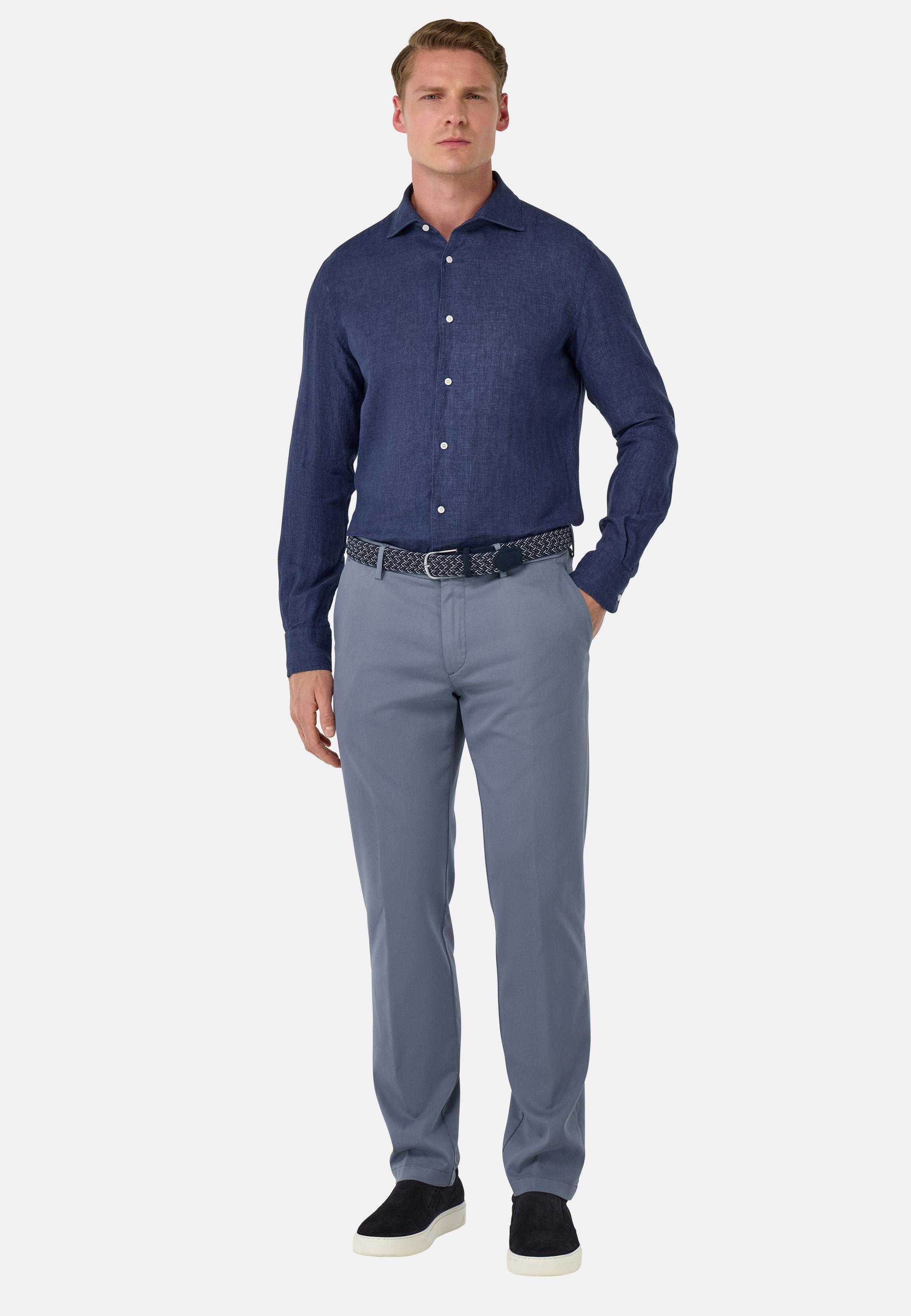 Stretch Cotton/Tencel Trousers Blue, , large image number 0