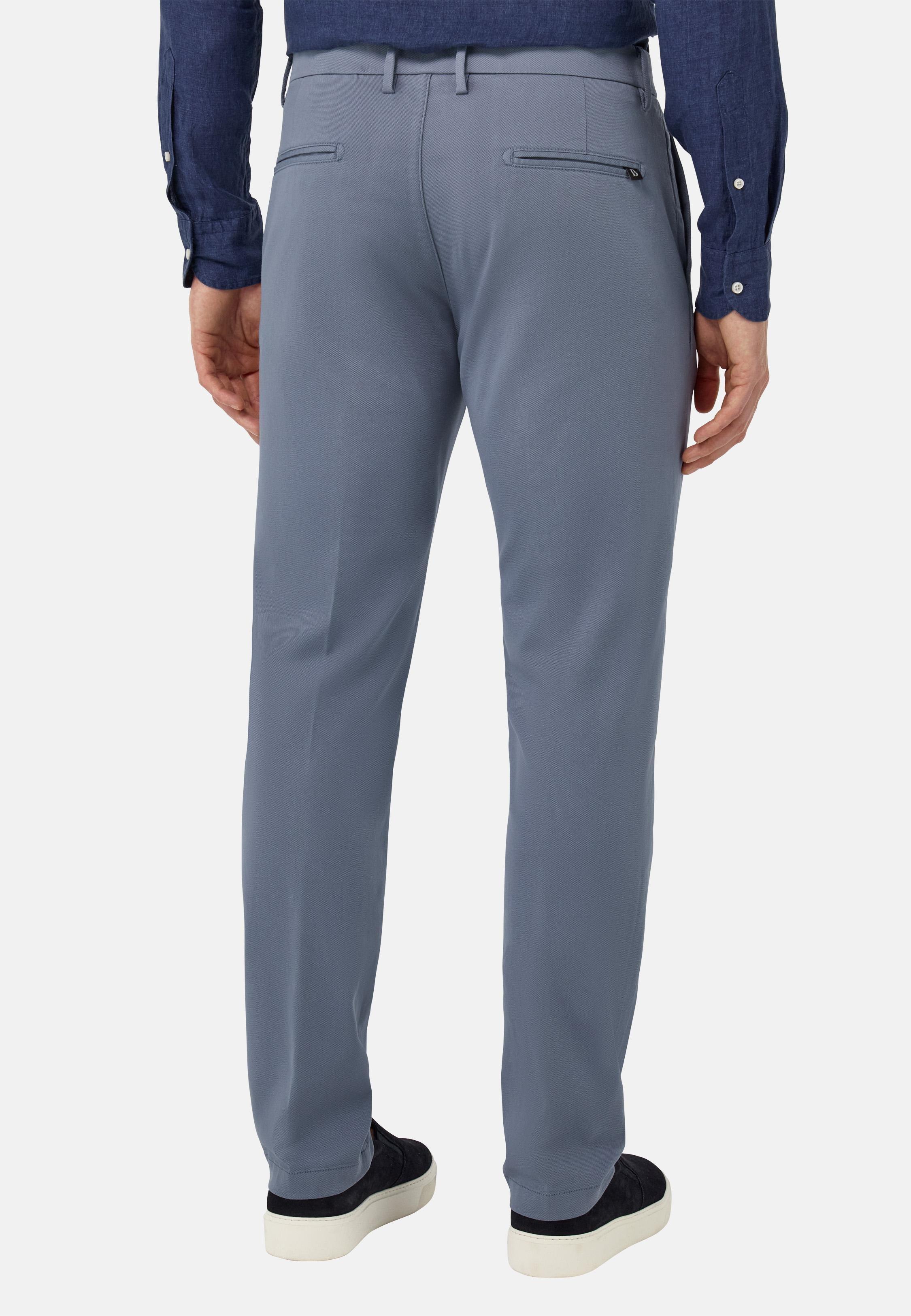 Stretch Cotton/Tencel Trousers Blue, Indigo, large image number 6