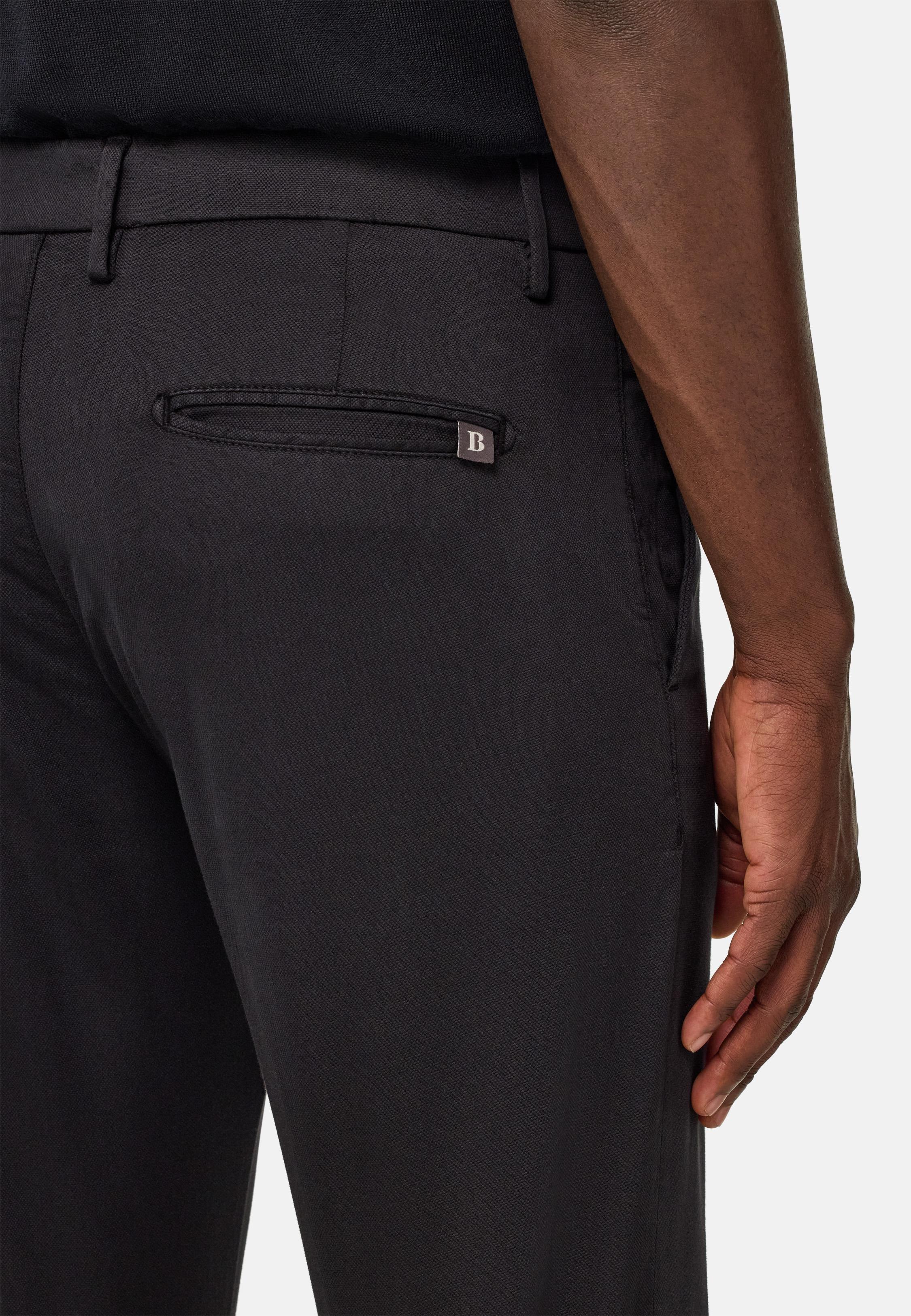Stretch Cotton/Tencel Trousers Black, , large image number 3