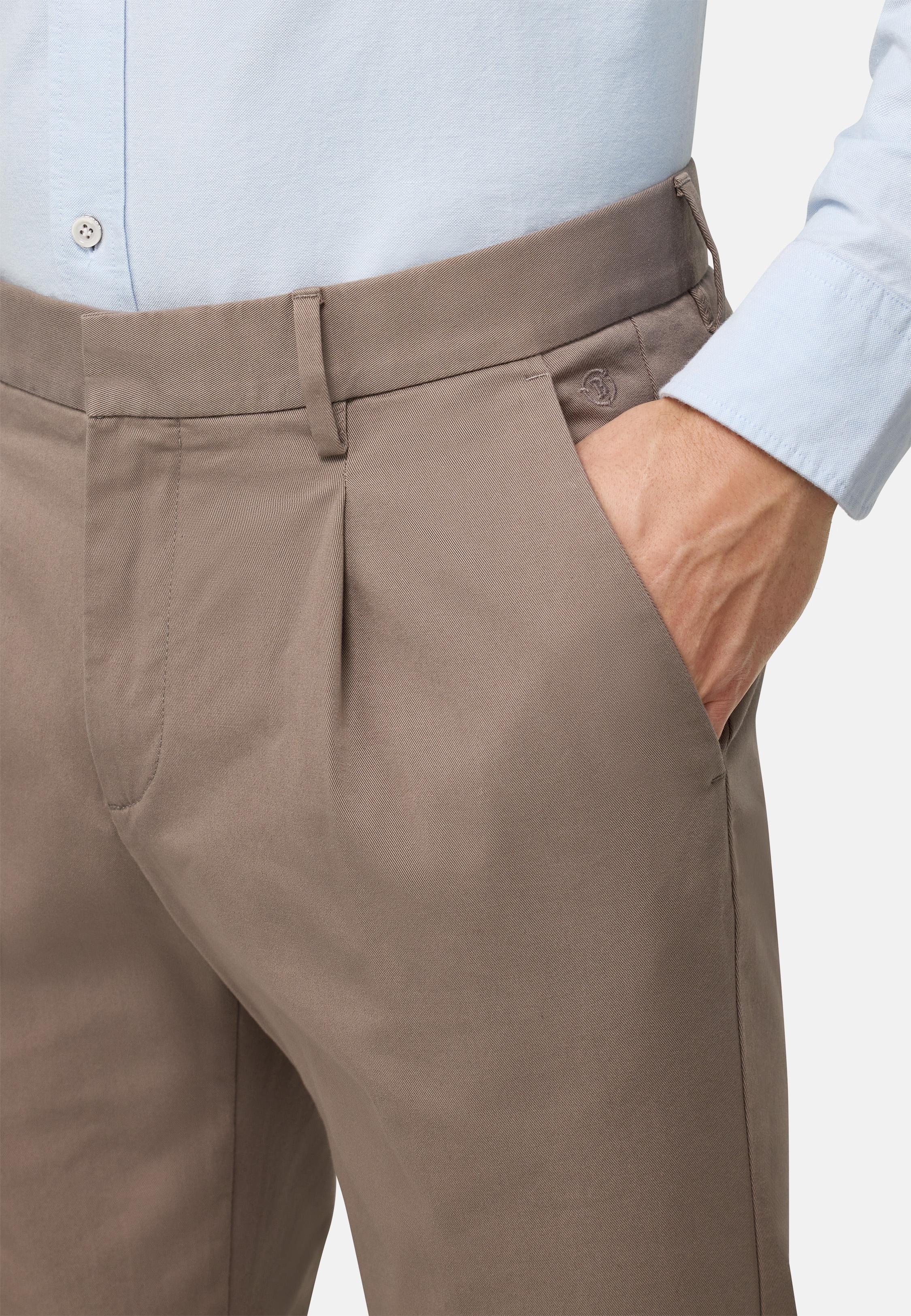 Stretched Cotton Trousers Brown, Taupe, large image number 10