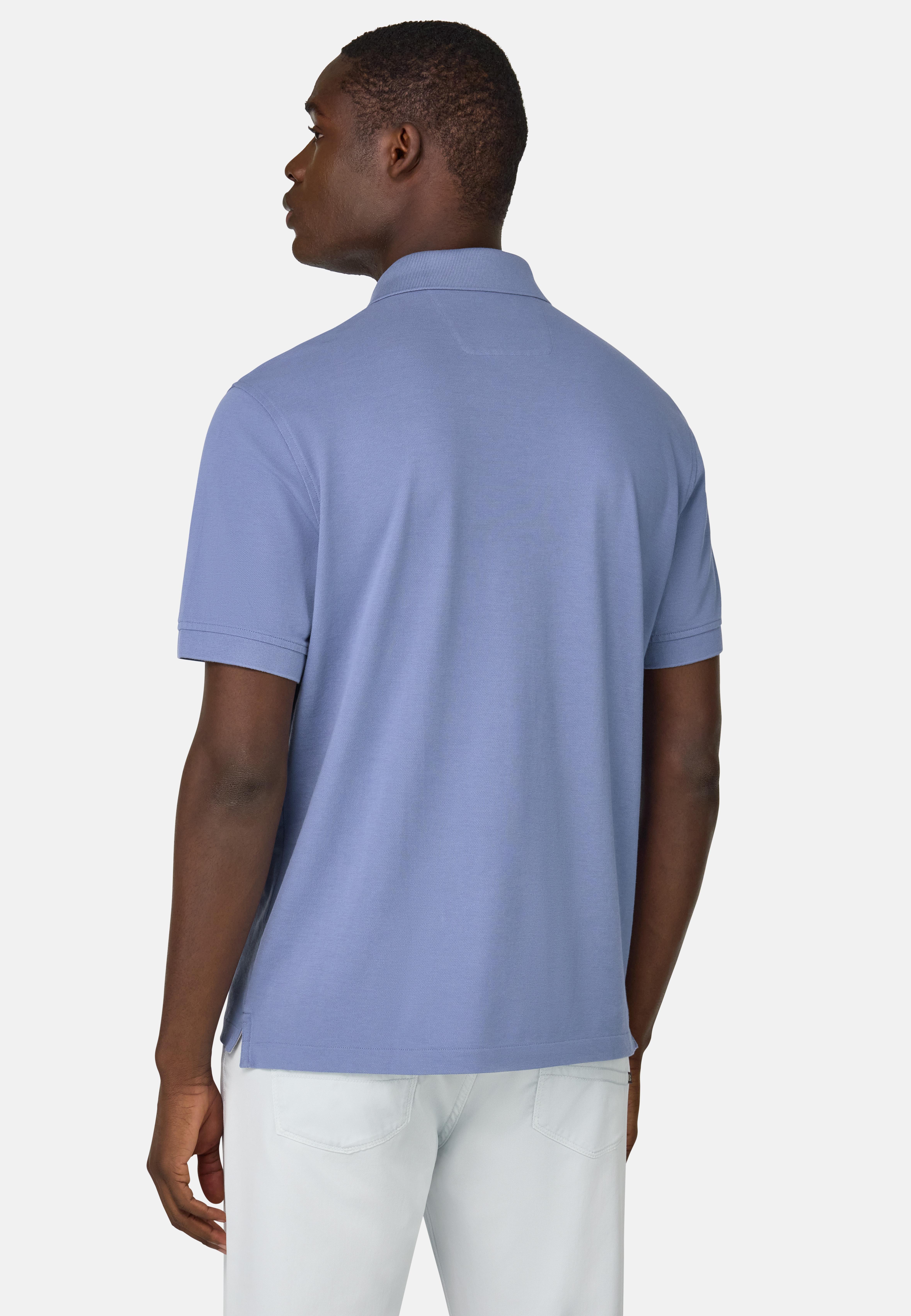 Cotton Pique Polo Shirt Blue, , large image number 1