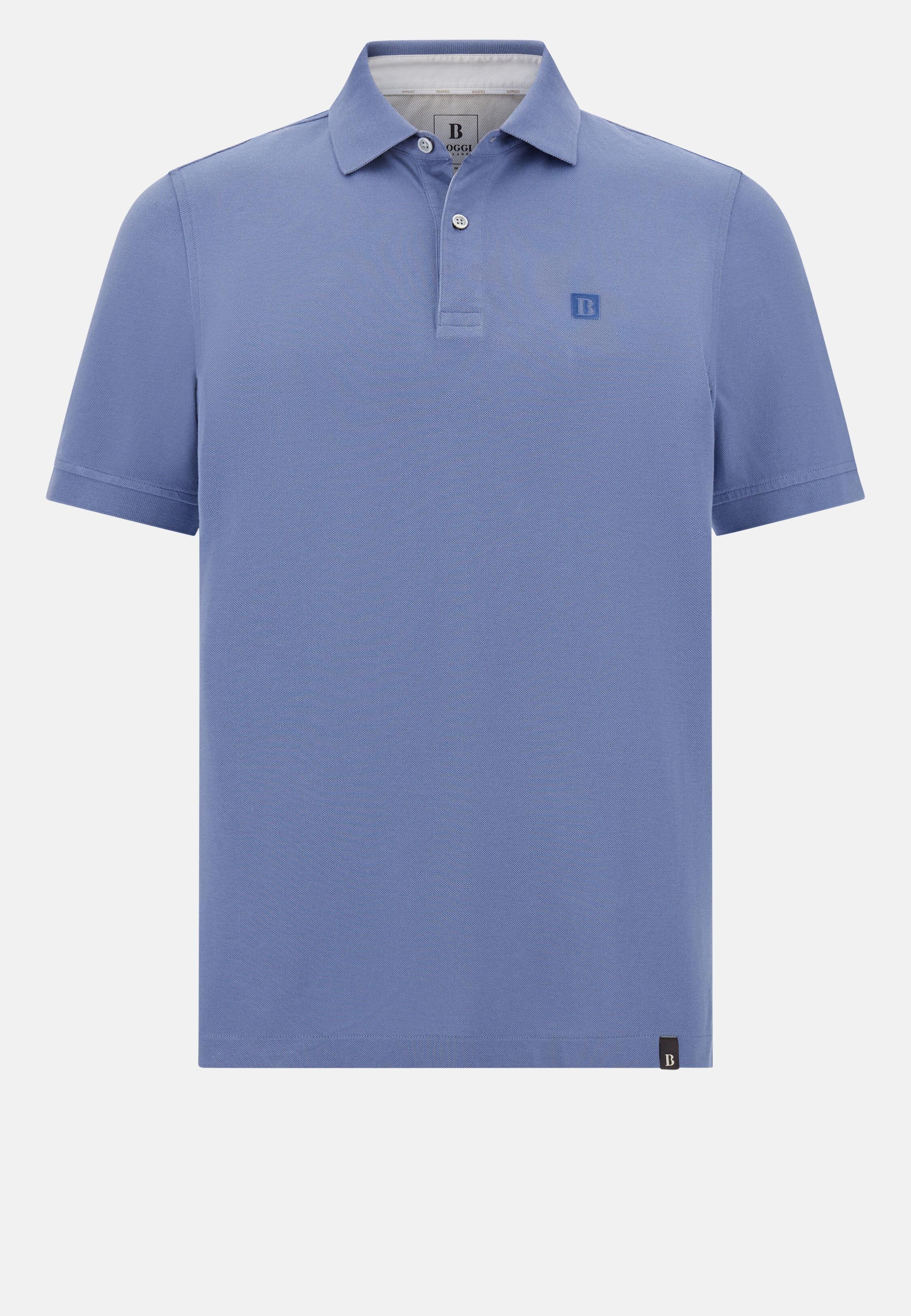 Polo Shirt in Cotton Piqu&eacute;, Indigo, Indigo, large image number 8