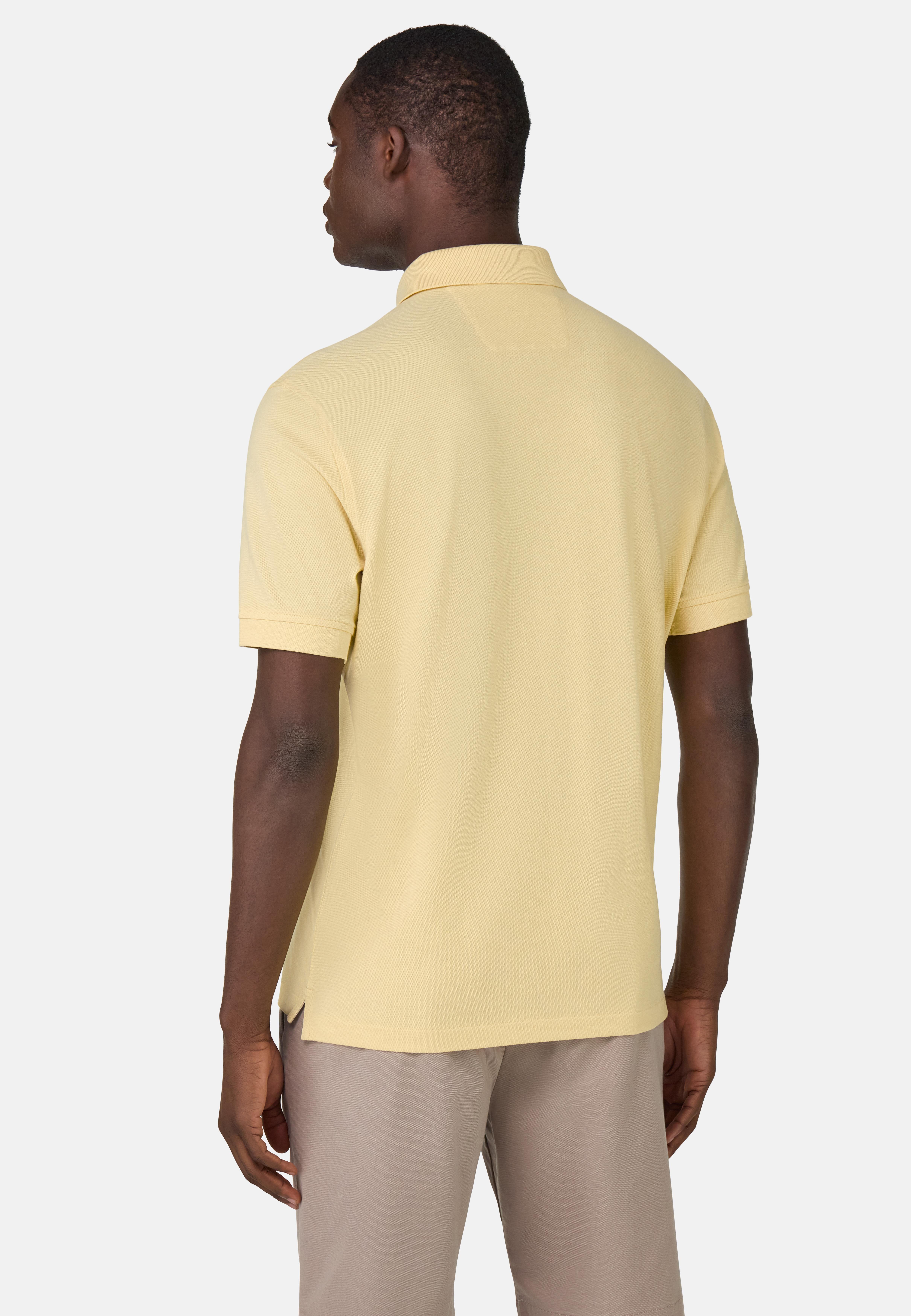 Cotton Pique Polo Shirt Yellow, Yellow, medium