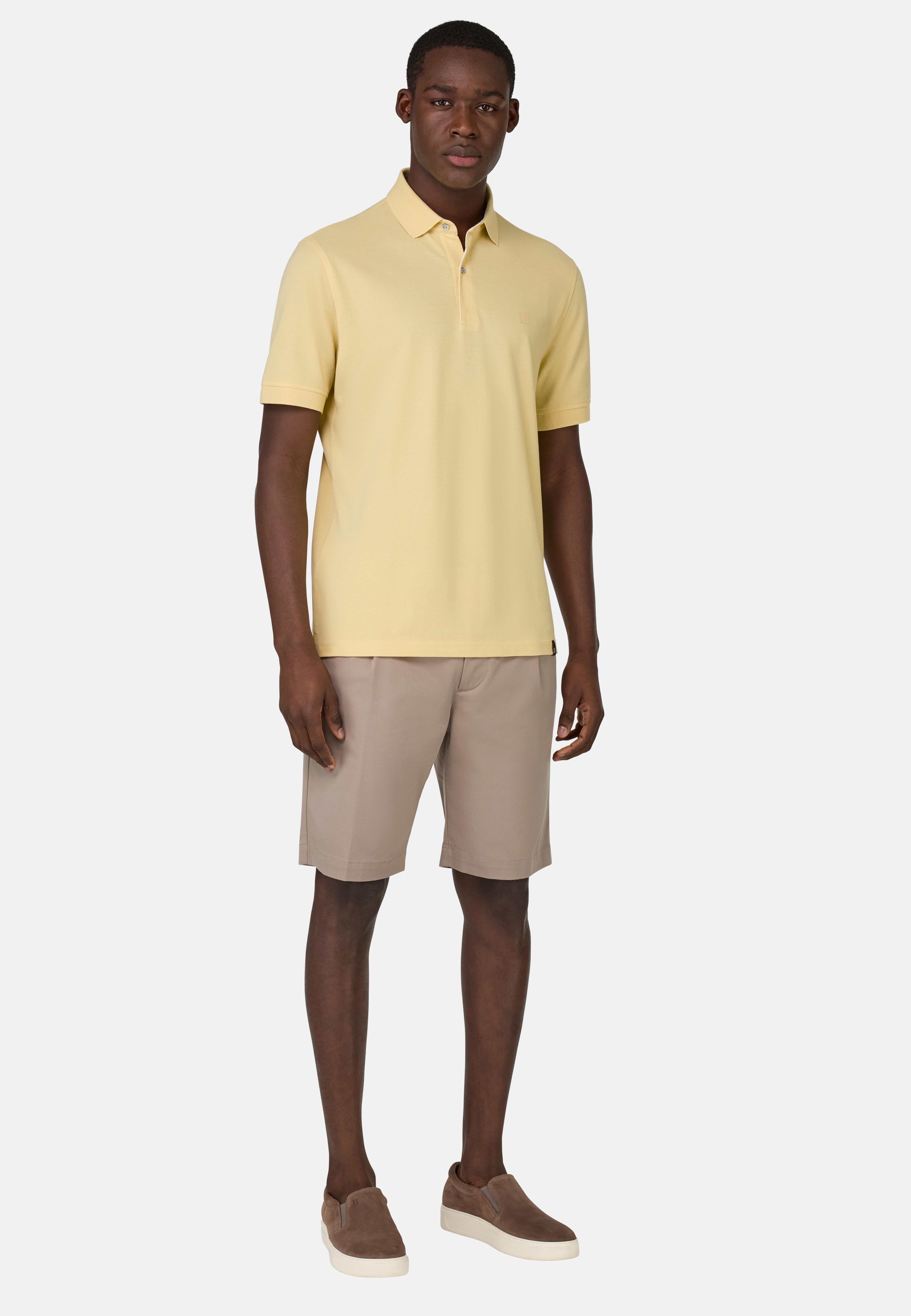 Cotton Pique Polo Shirt Yellow, Yellow, medium