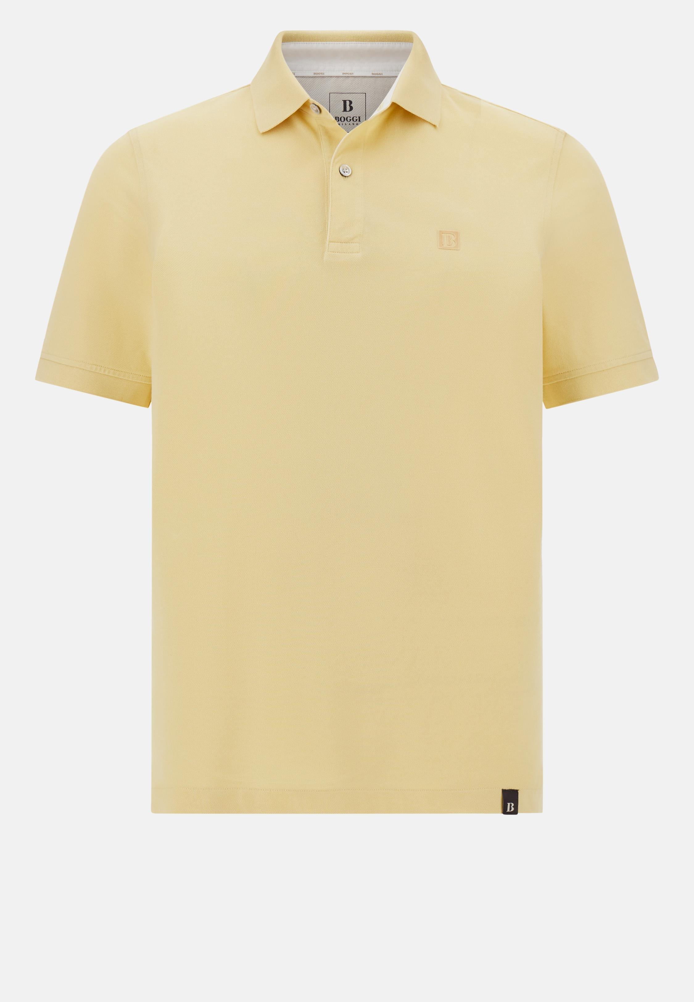 Cotton Pique Polo Shirt Yellow, Yellow, large image number 3