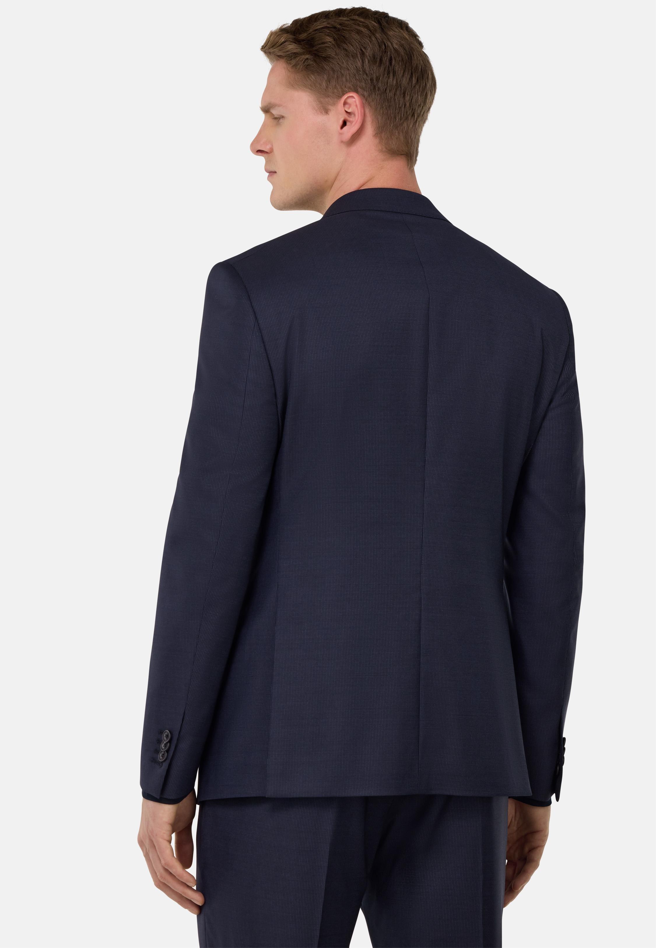 Fine Pinstripe Stretch Wool Suit Navy, , large image number 2
