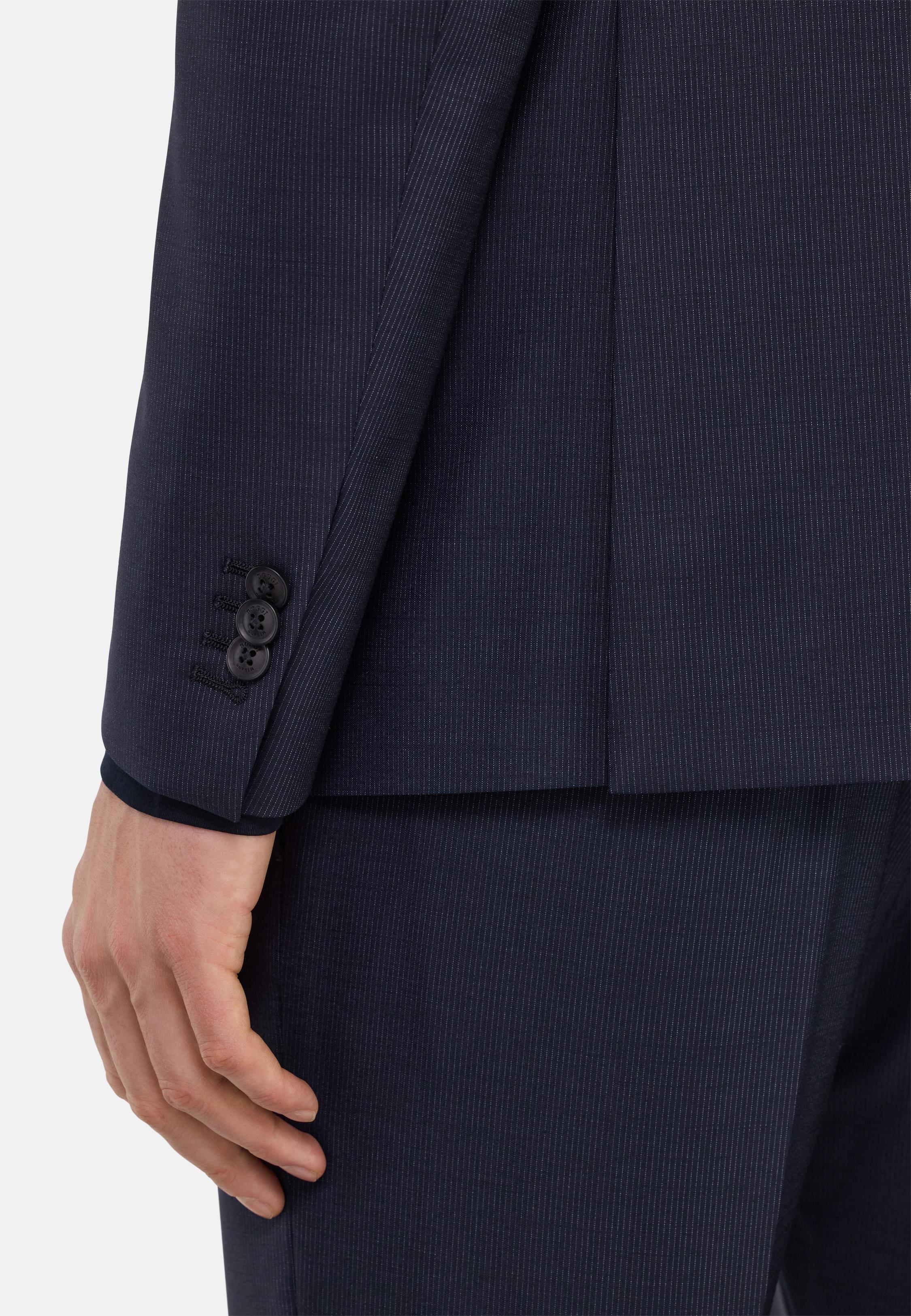 Fine Pinstripe Stretch Wool Suit Navy, , large image number 3