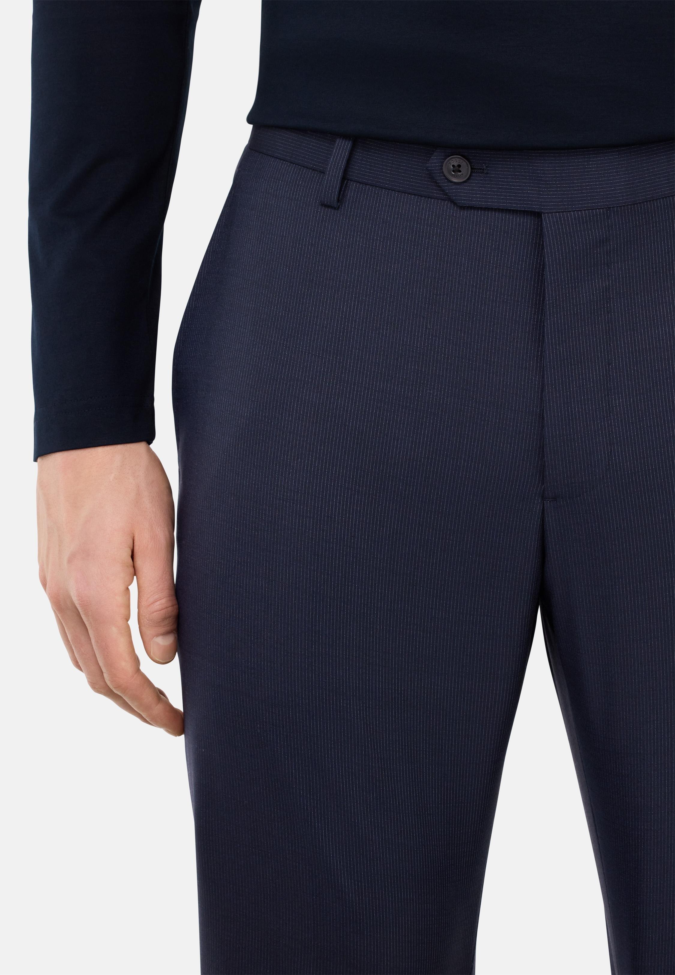 Fine Pinstripe Stretch Wool Suit Navy, , large image number 4