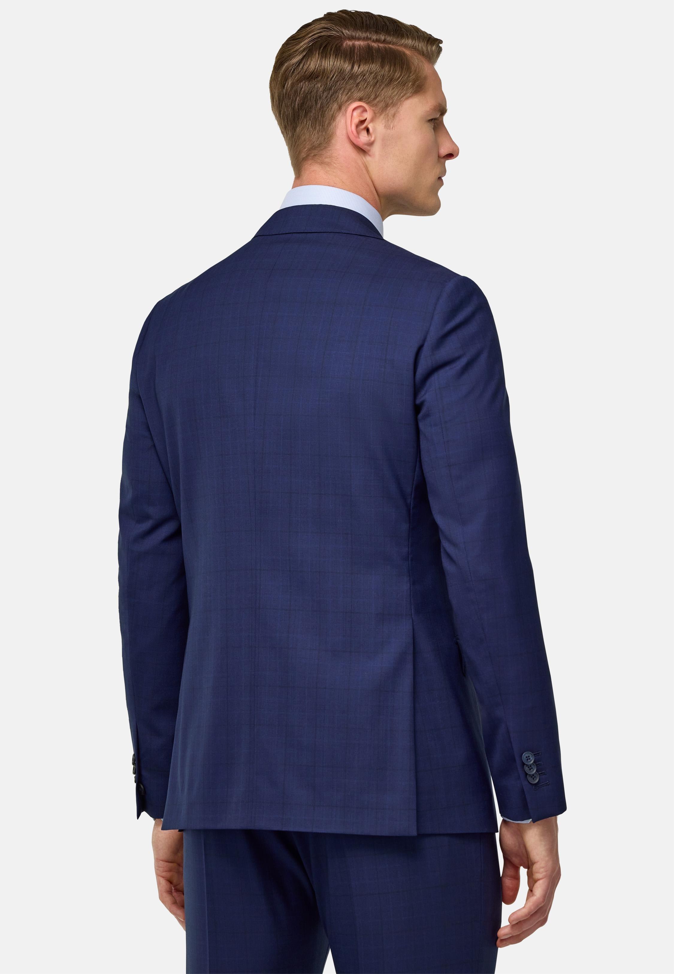 Prince Of Wales Check Stretch Wool Suit Blue, , large image number 2
