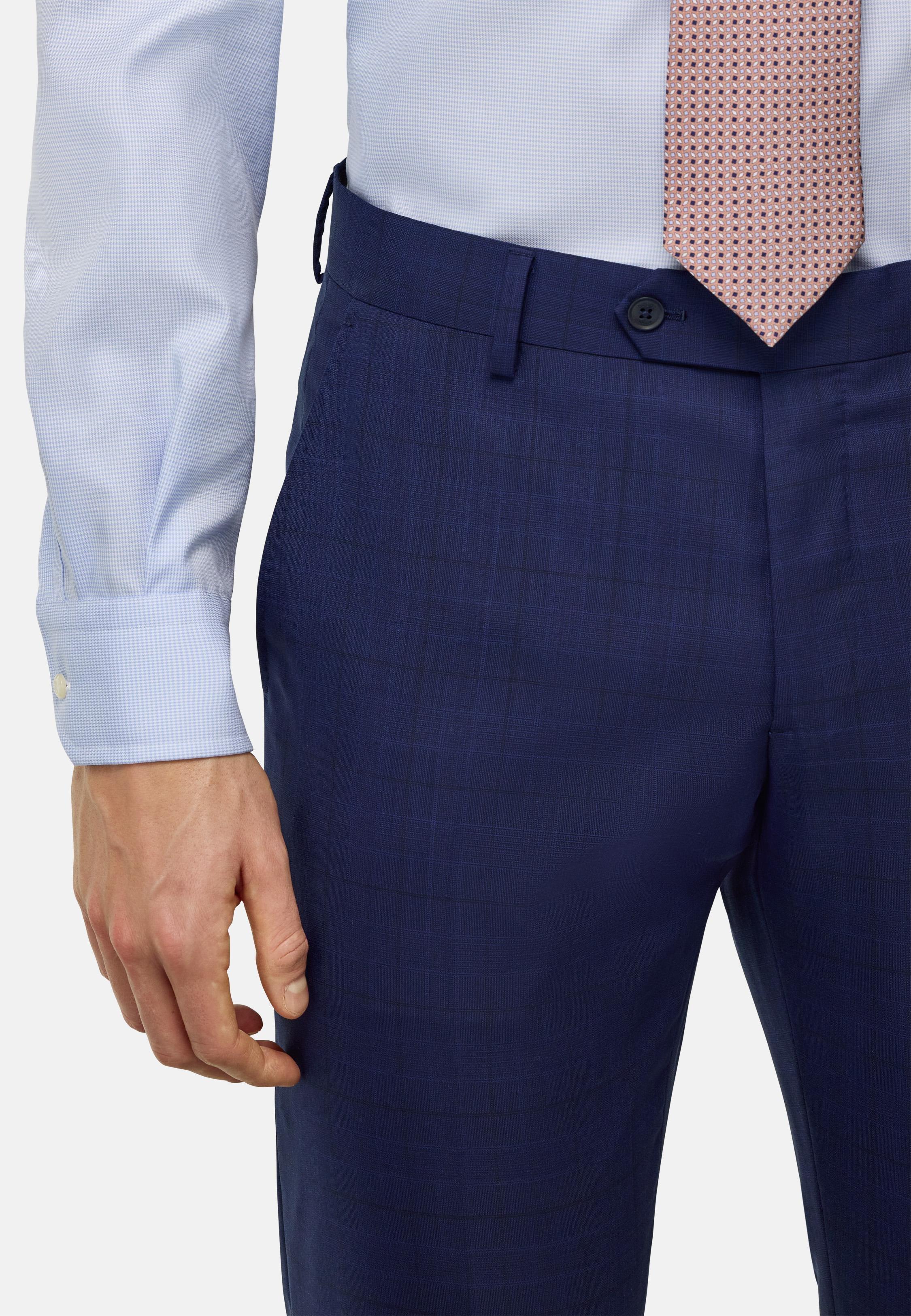 Prince Of Wales Check Stretch Wool Suit Blue, , large image number 4
