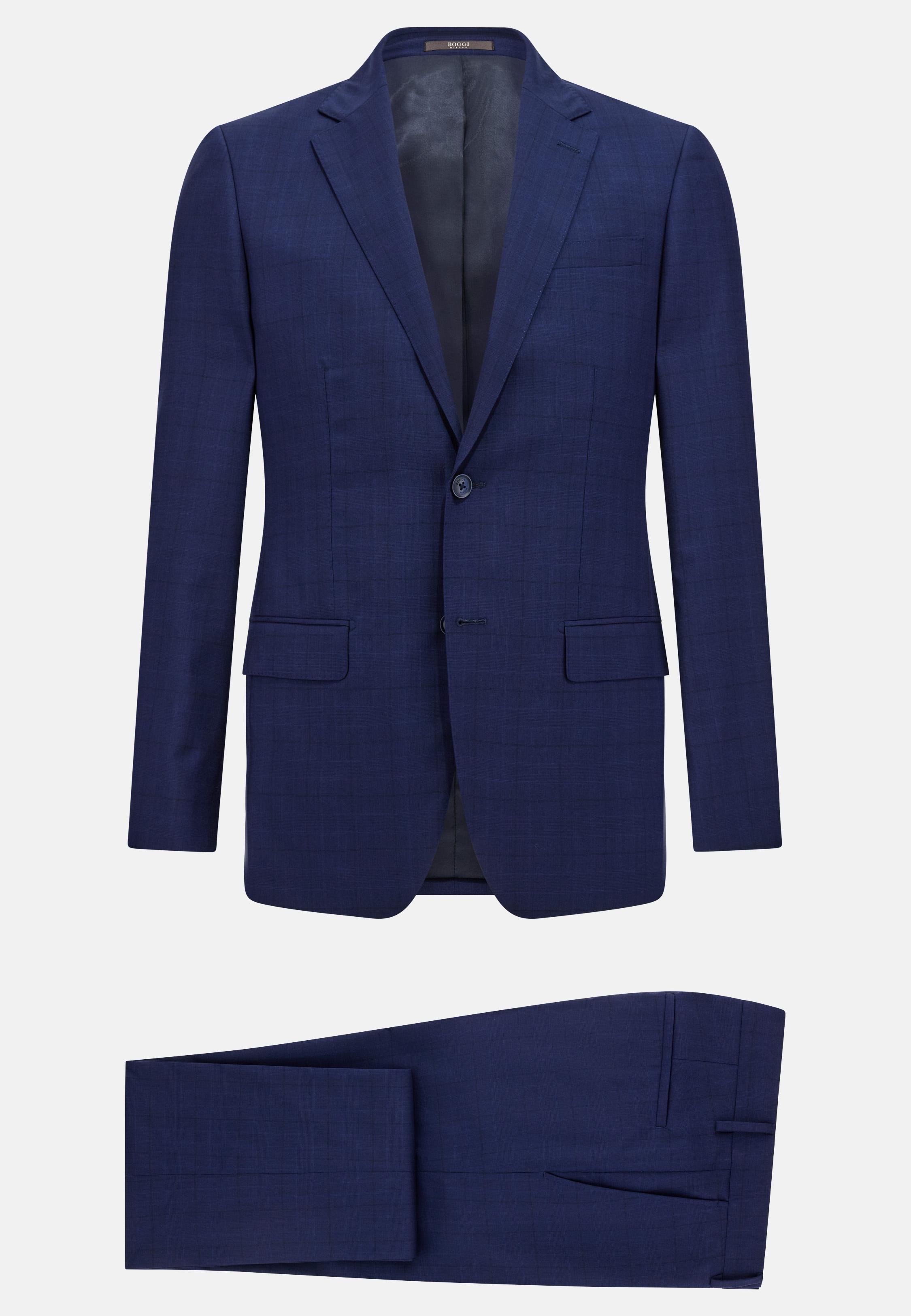 Prince Of Wales Check Stretch Wool Suit Blue, , large image number 5