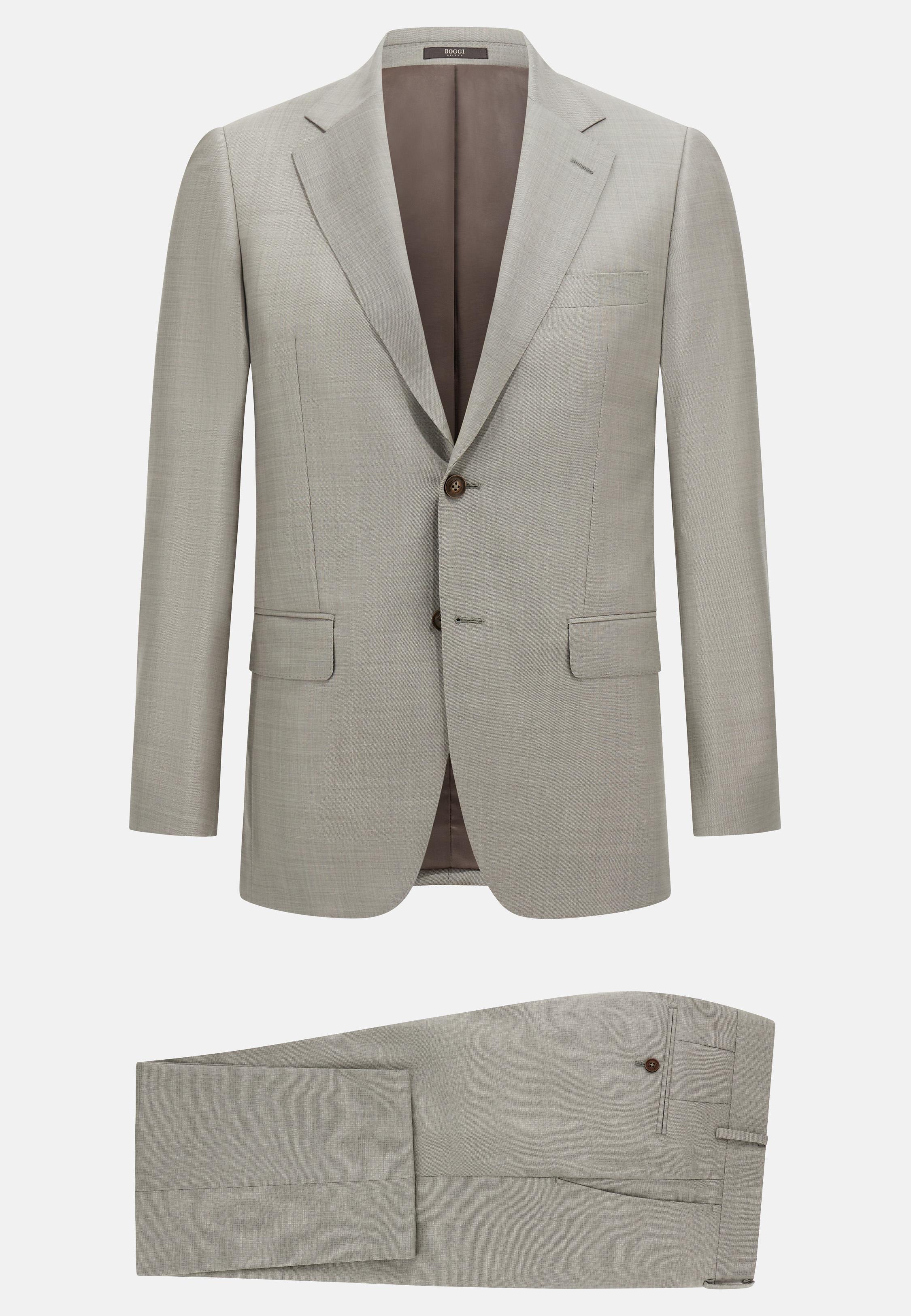 Grisaille Pure Wool Suit Grey, Sand, large image number 5