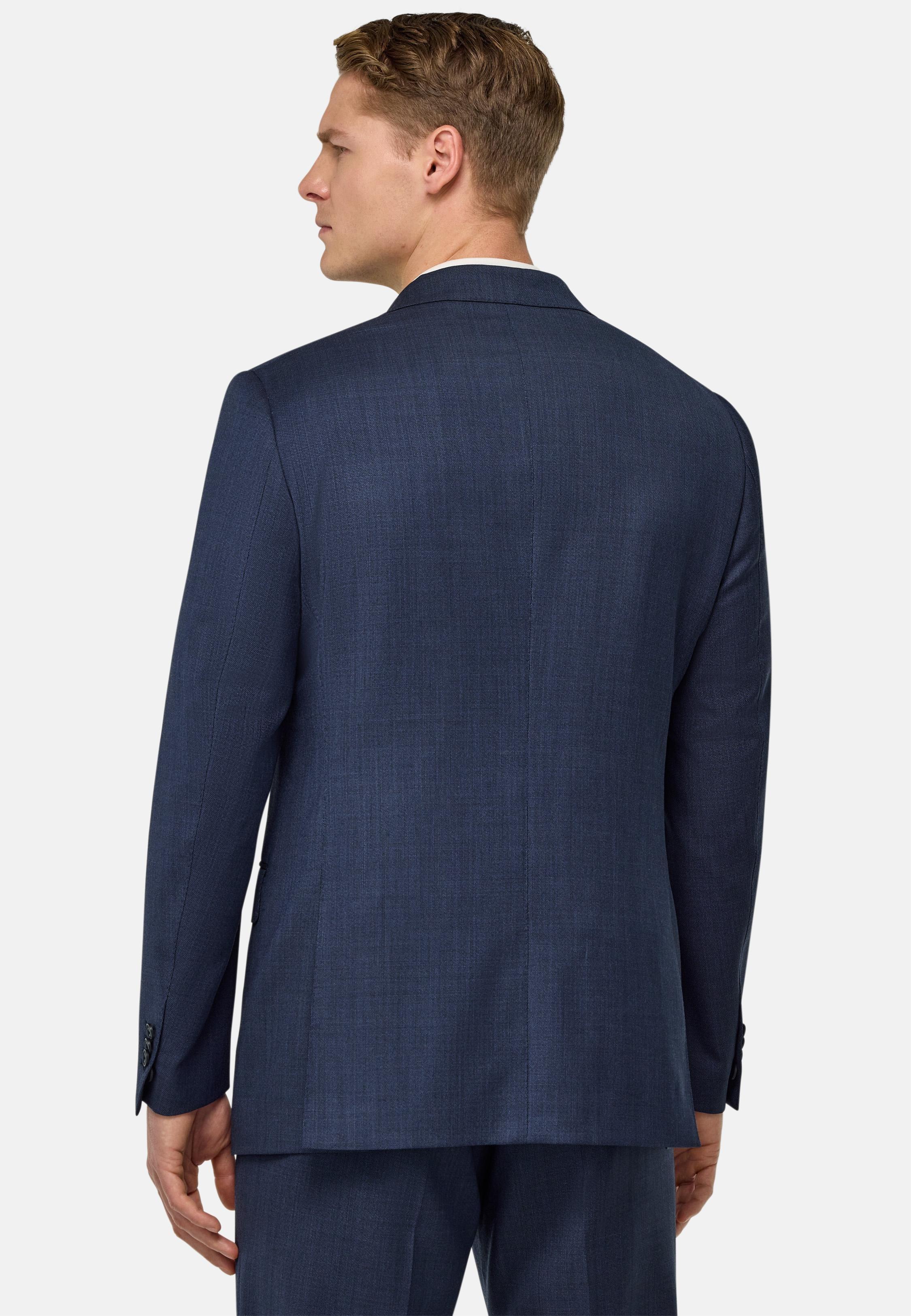 Micro Pattern Suit In Pure Wool Blue, , large image number 2