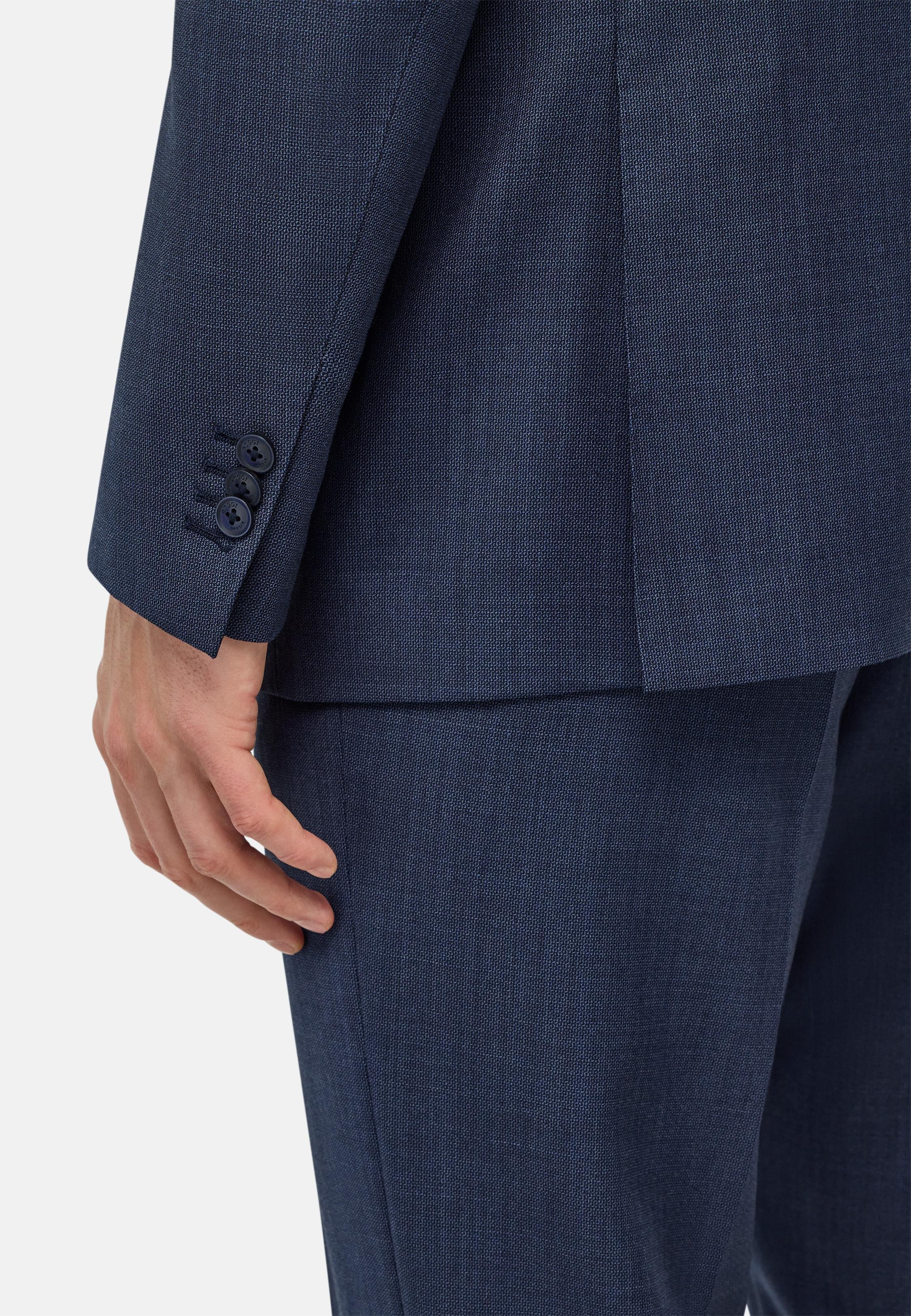 Micro Pattern Suit In Pure Wool Blue, , large image number 3