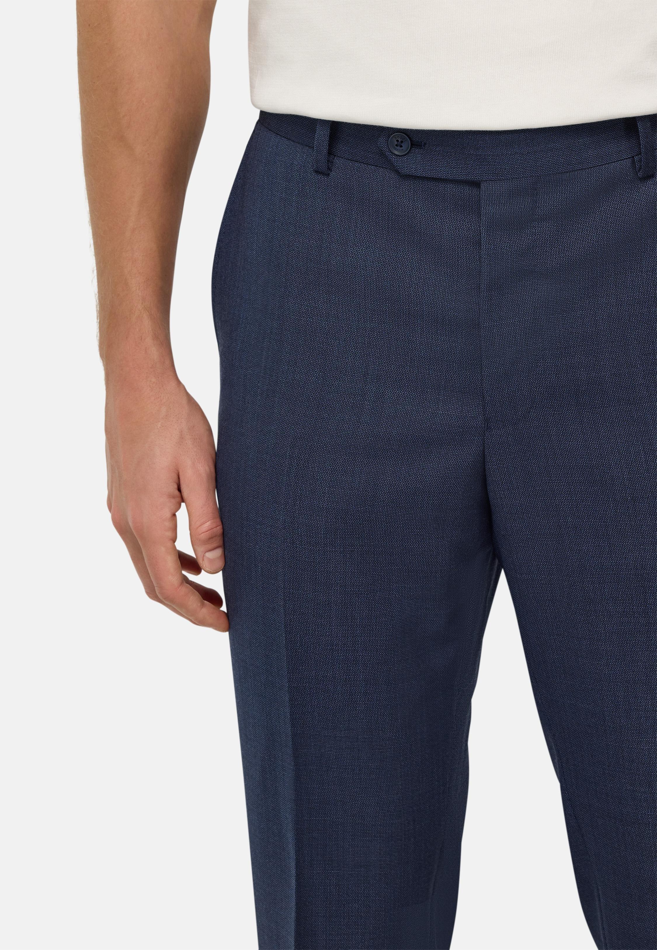 Micro Pattern Suit In Pure Wool Blue, , large image number 4