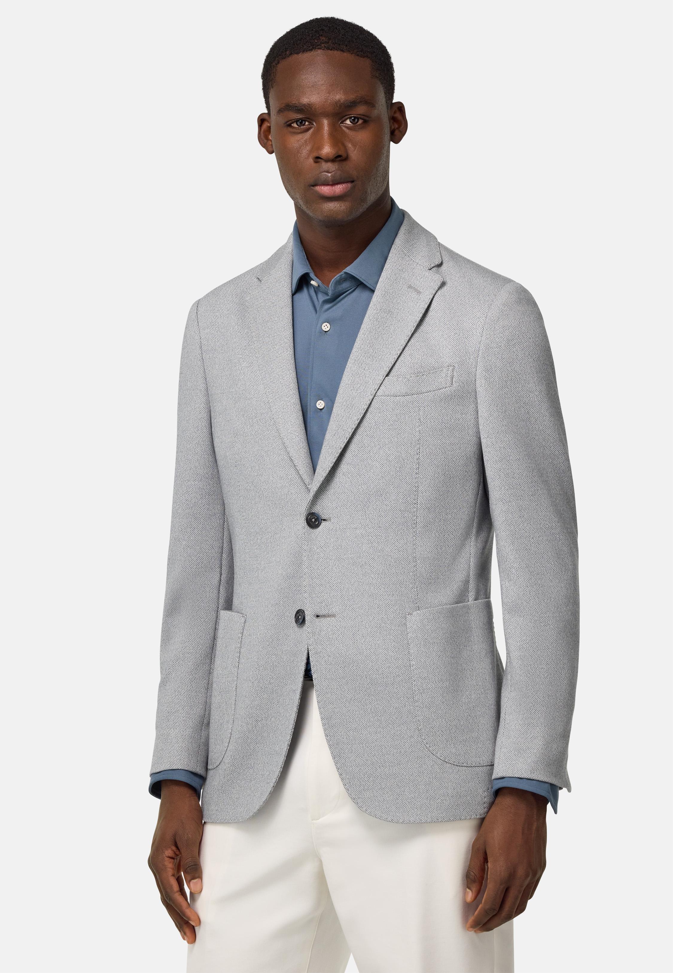 Light Blue Cotton Blend B Jersey Jacket Blue, , large image number 0