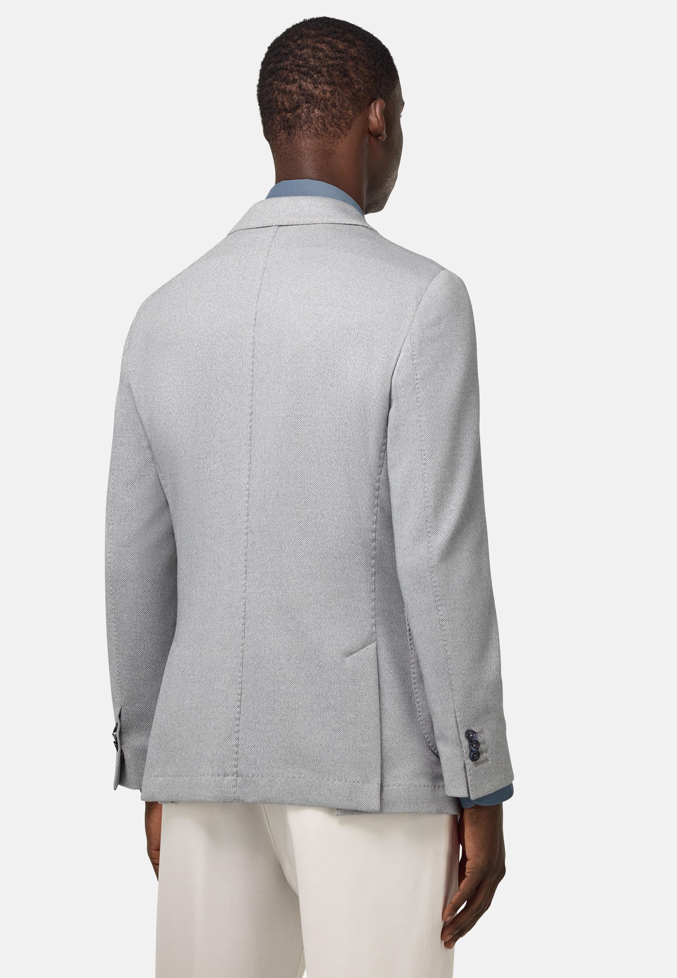Light Blue Cotton Blend B Jersey Jacket Blue, , large image number 1