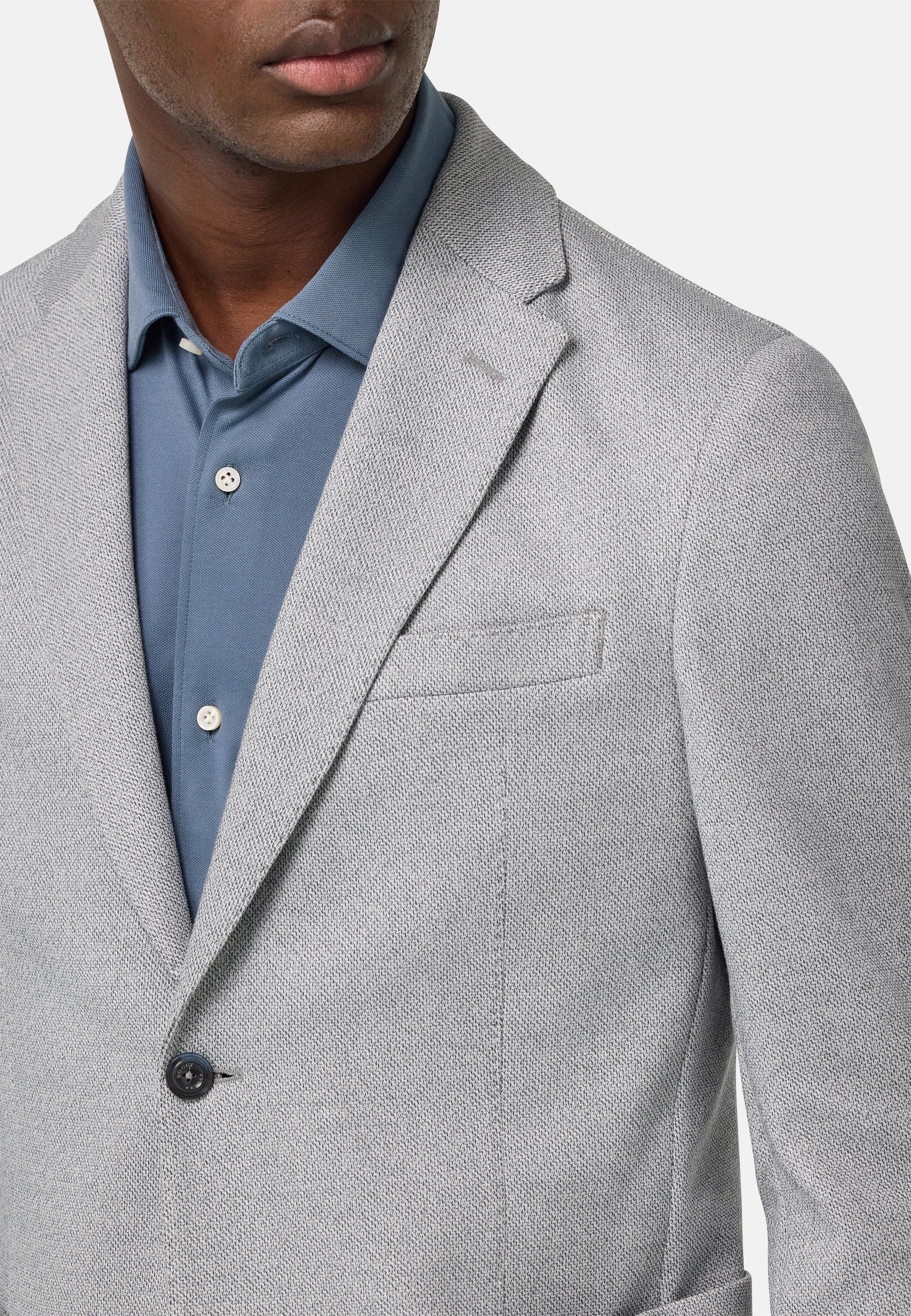 Light Blue Cotton Blend B Jersey Jacket Blue, , large image number 2