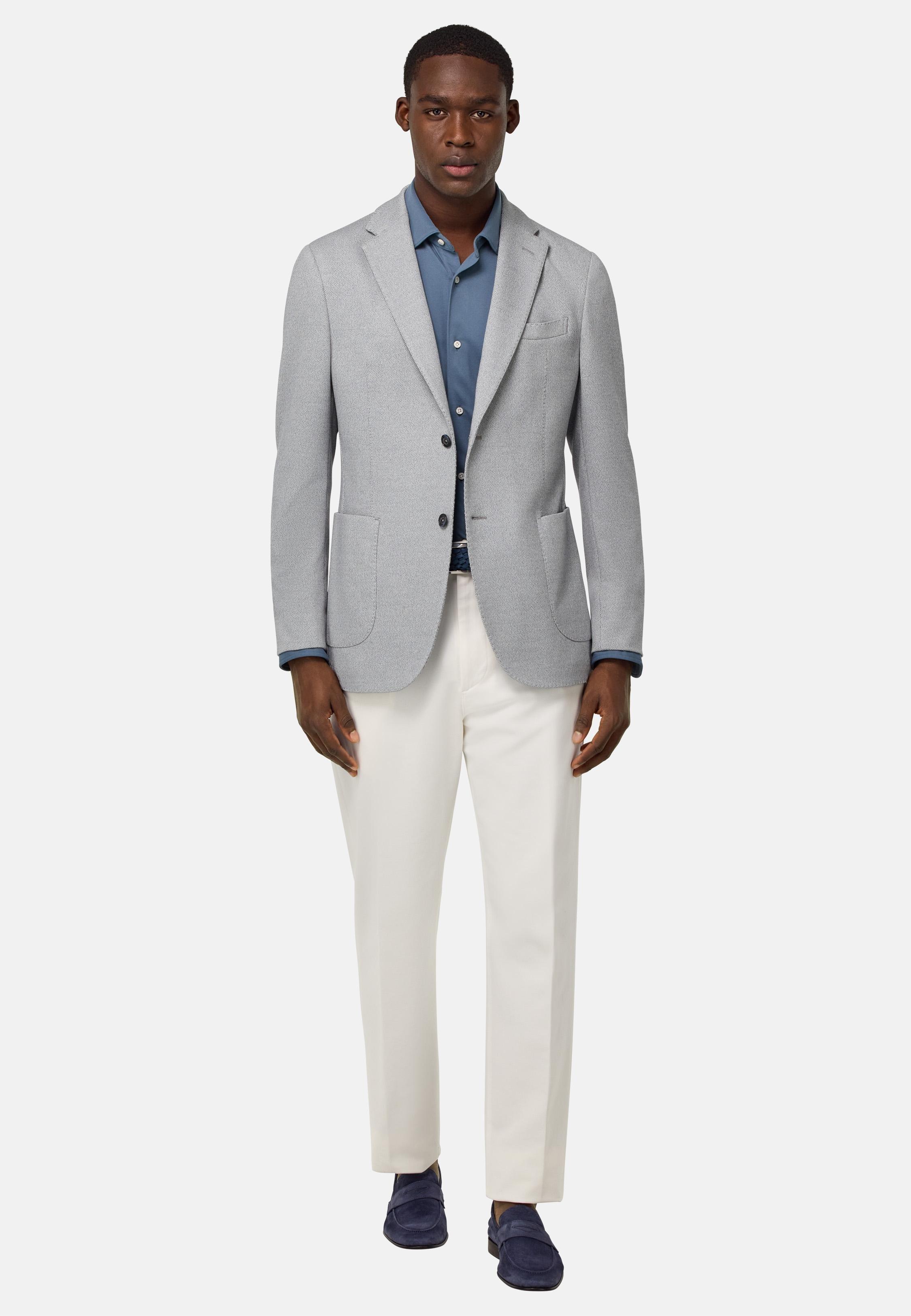 Light Blue Cotton Blend B Jersey Jacket Blue, Light Blue, large image number 3