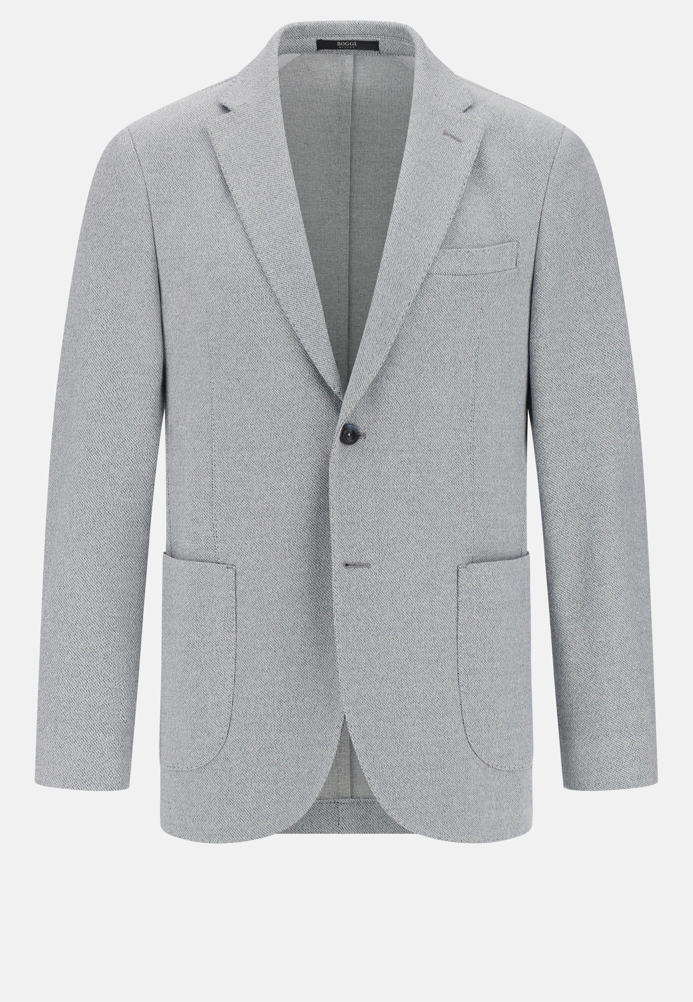 Light Blue Cotton Blend B Jersey Jacket Blue, , large image number 4