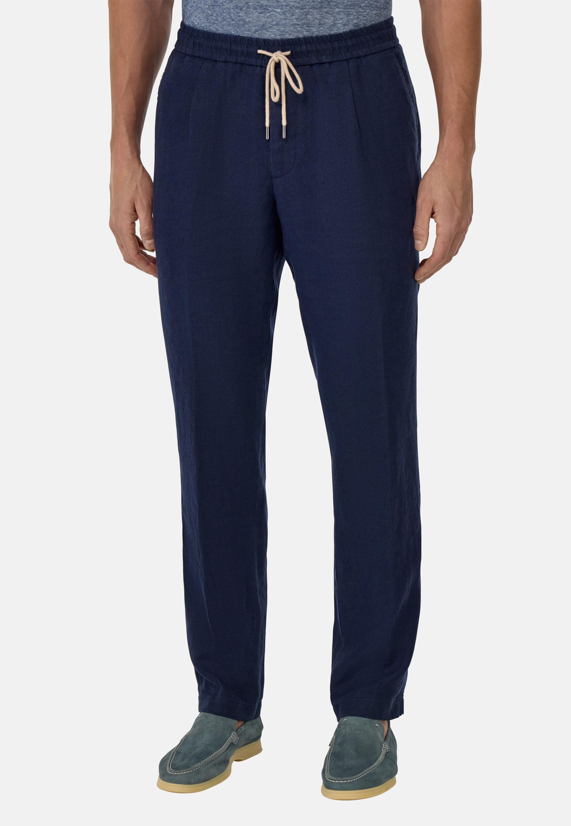 City Linen Trousers Navy, Navy blue, large image number 1
