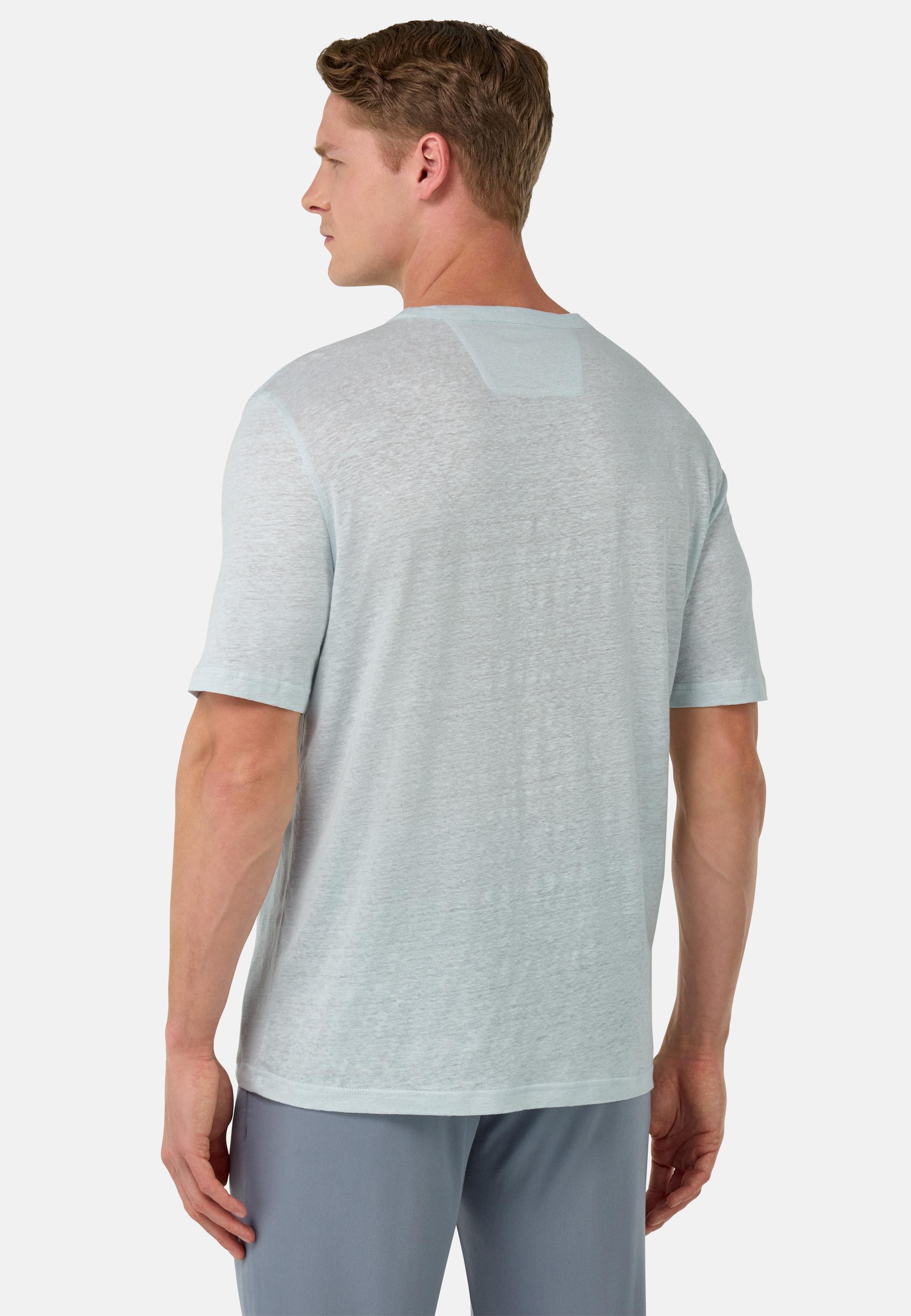 T-Shirt in Stretch Linen Jersey Blue, Light Blue, medium