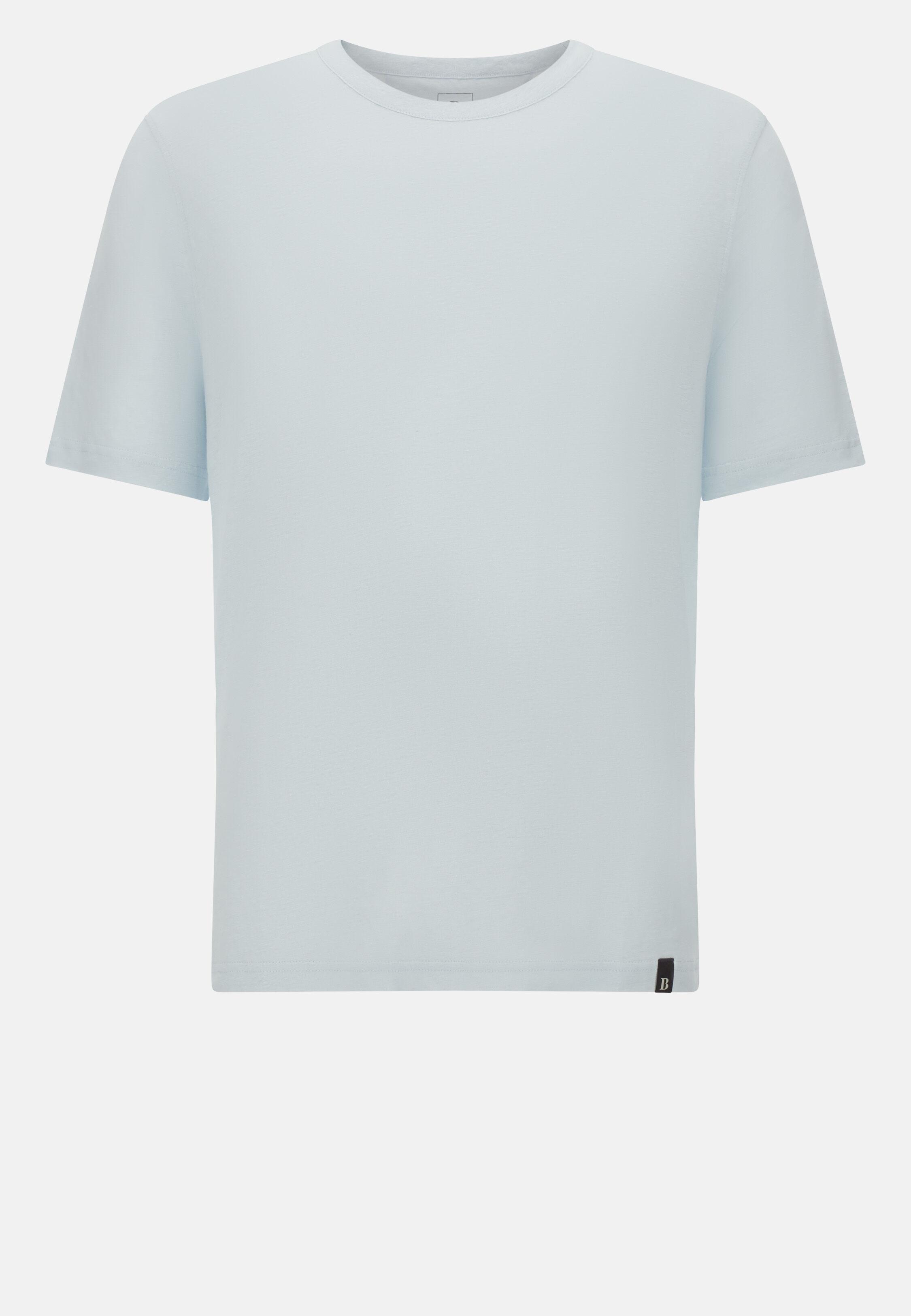 T-Shirt in Stretch Linen Jersey Blue, Light Blue, large image number 5