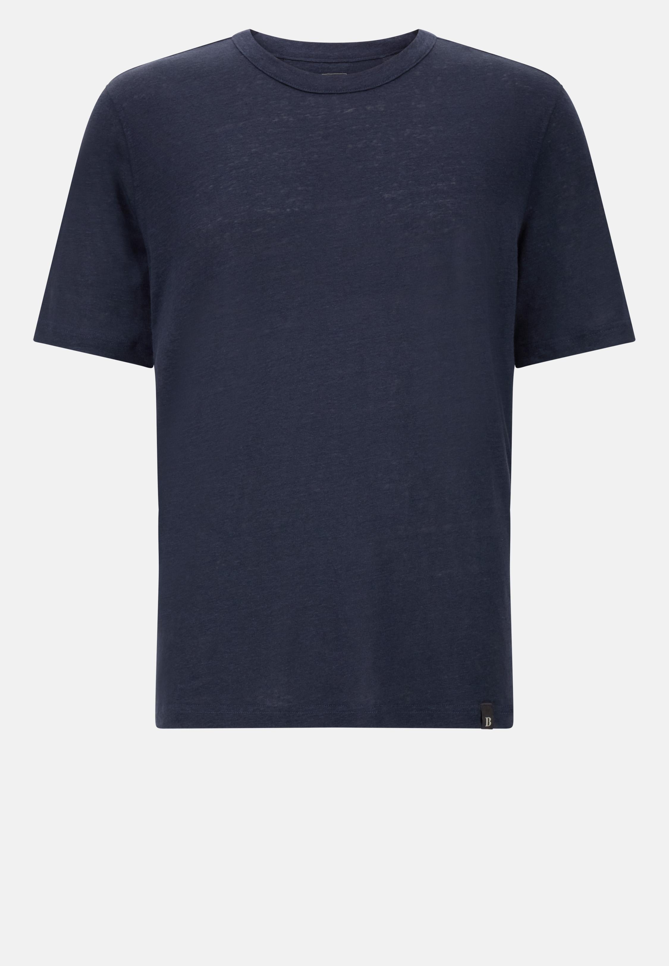 T-Shirt in Stretch Linen Jersey Navy, Navy blue, large image number 3