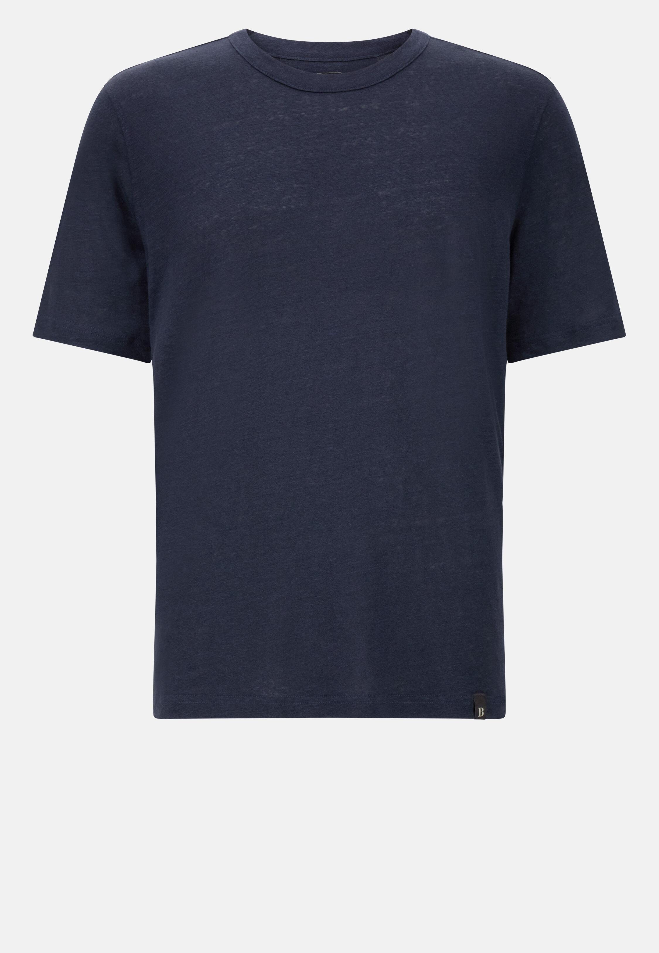 T-Shirt in Stretch Linen Jersey Navy, Navy blue, large image number 5