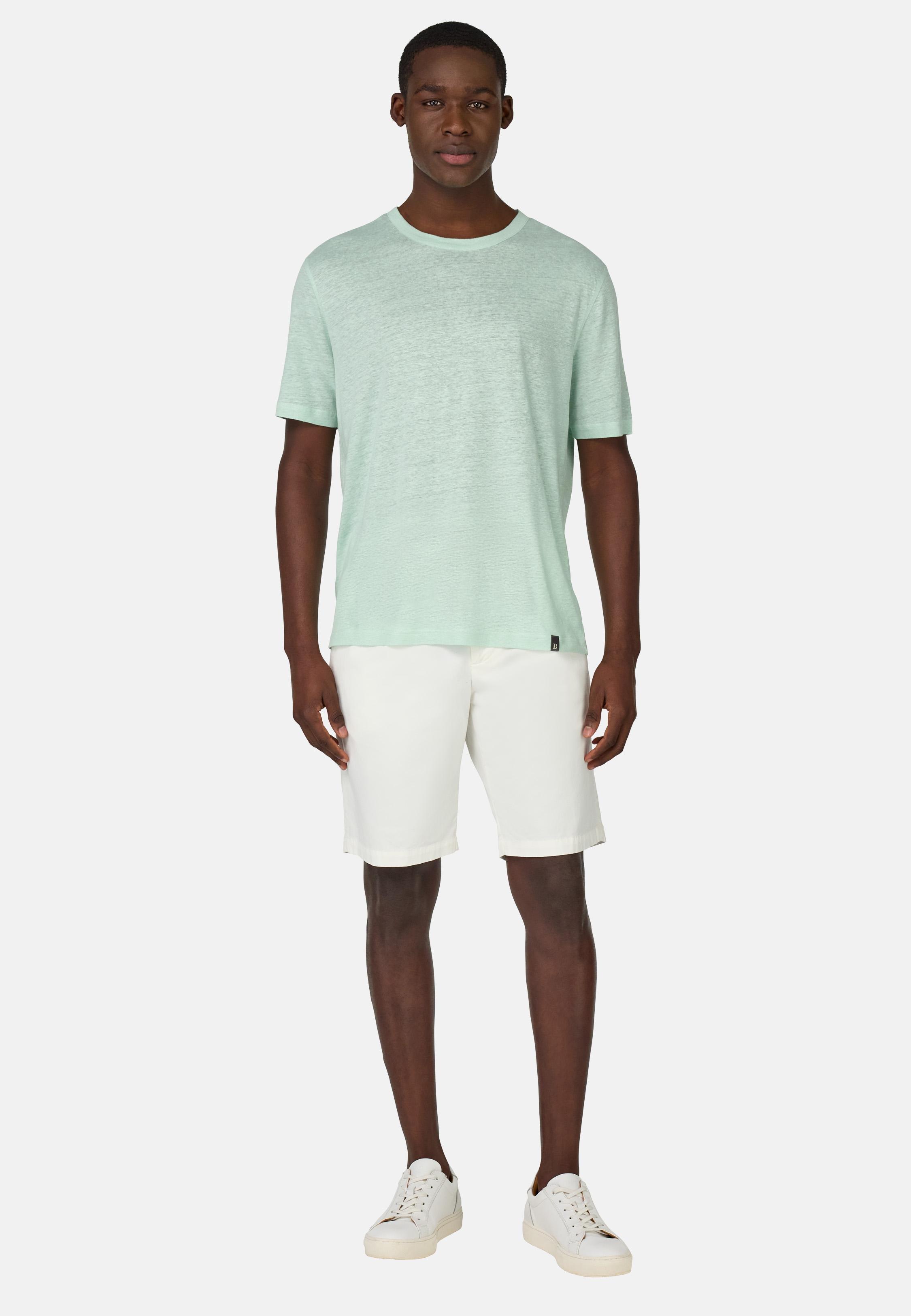 T-Shirt in Stretch Linen Jersey Green, Light Green, medium