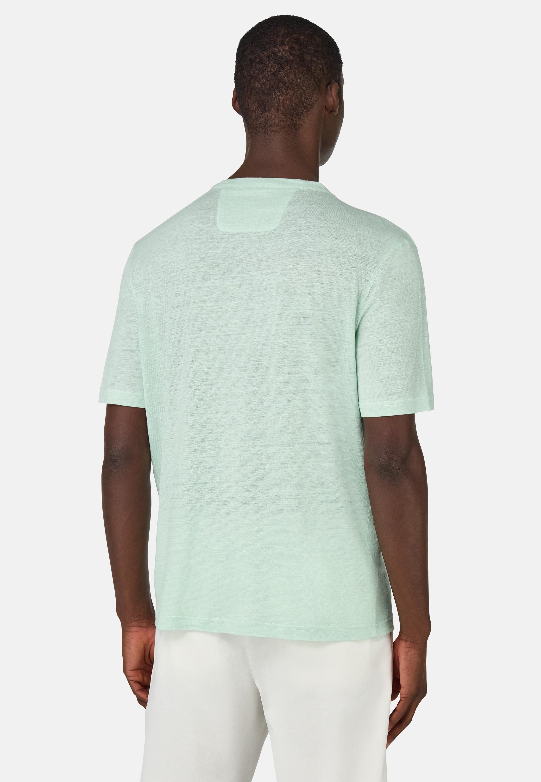 T-Shirt in Stretch Linen Jersey Green, Light Green, medium
