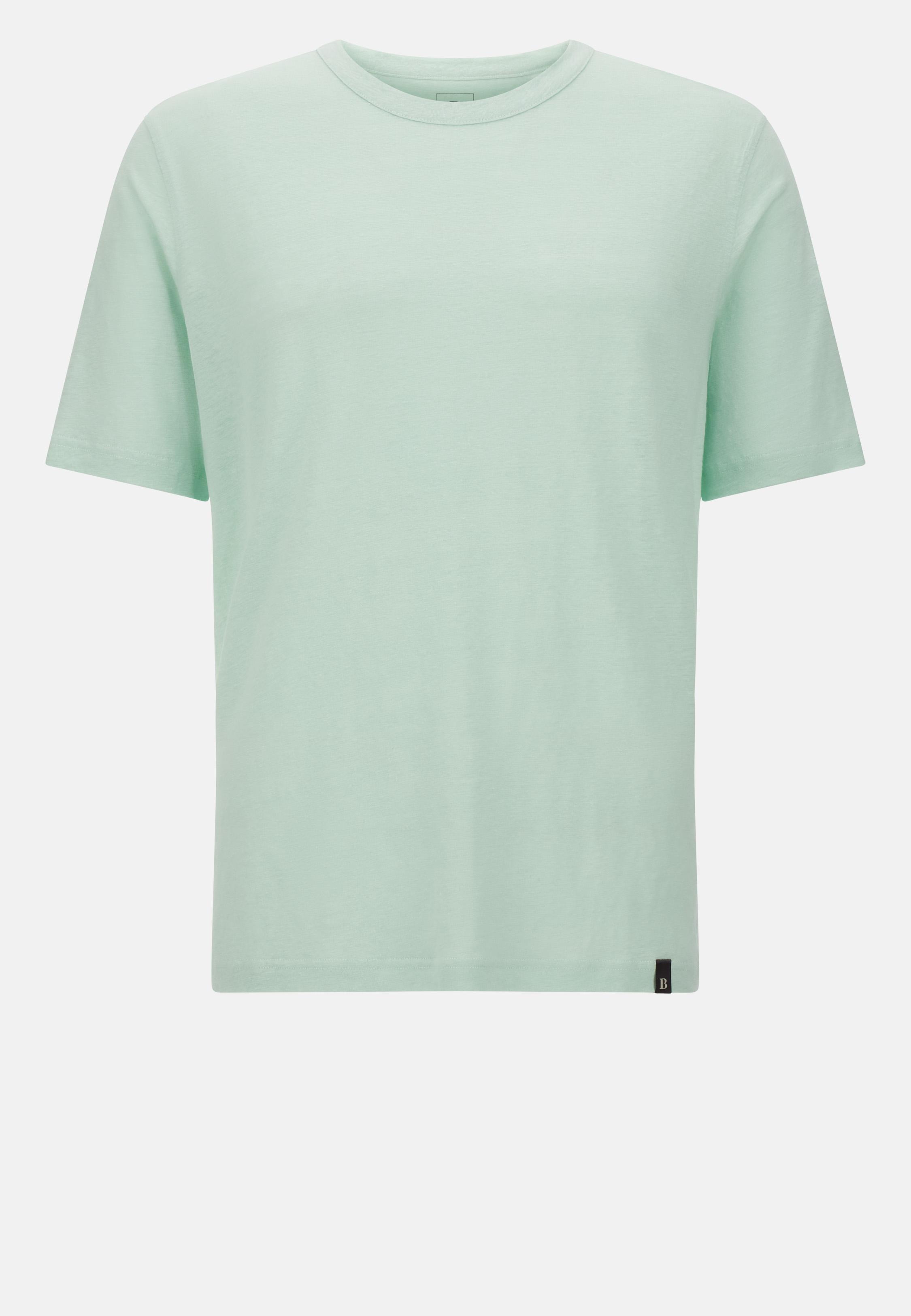 T-Shirt in Stretch Linen Jersey Green, Light Green, large image number 3