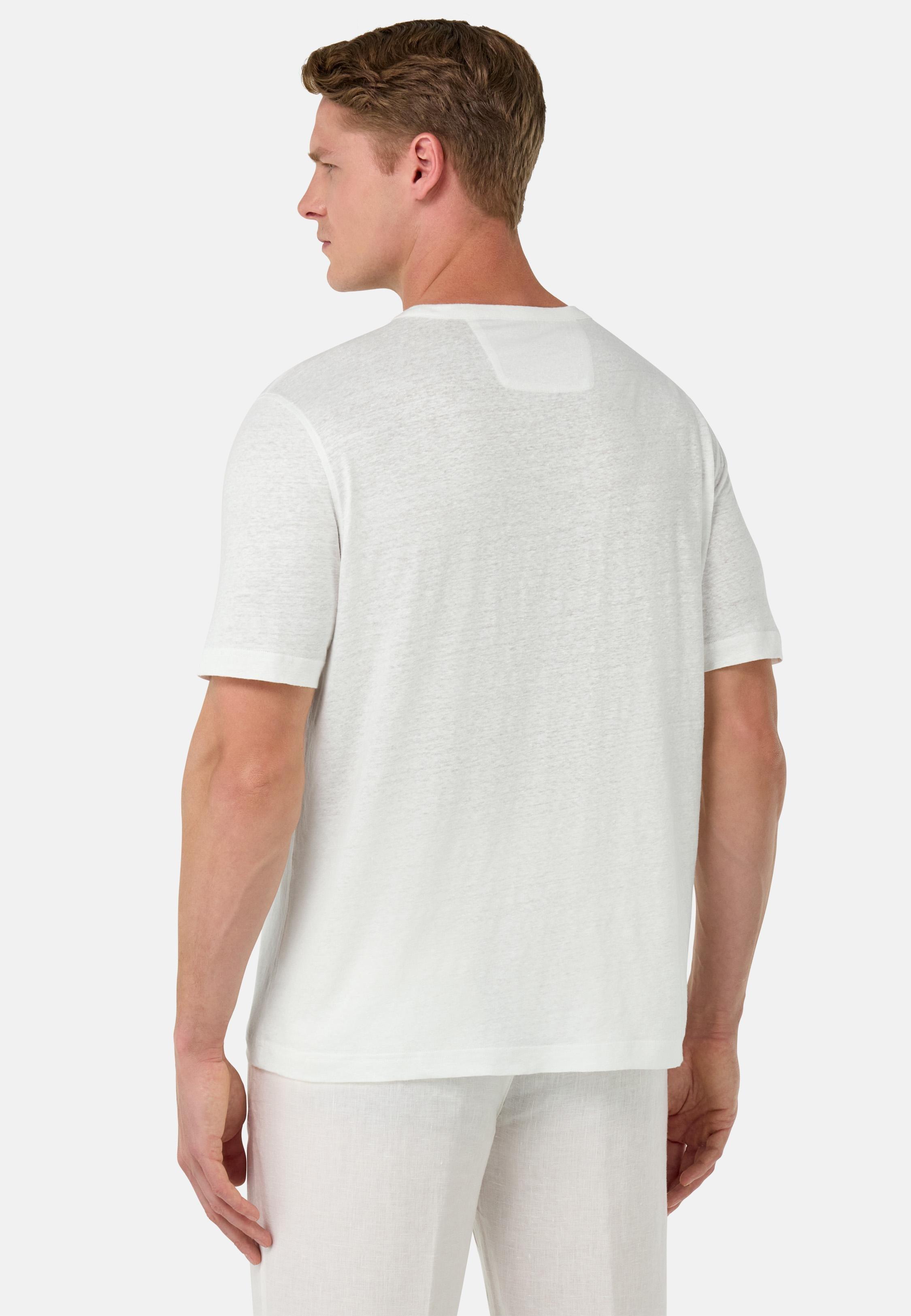 T-Shirt in Stretch Linen Jersey White, White, large image number 4